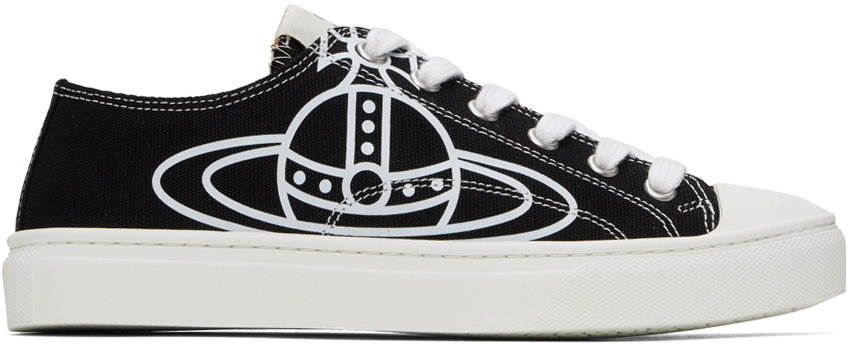 Shop Vivienne Westwood Black Plimsoll Low-top Sneakers In N401 Black