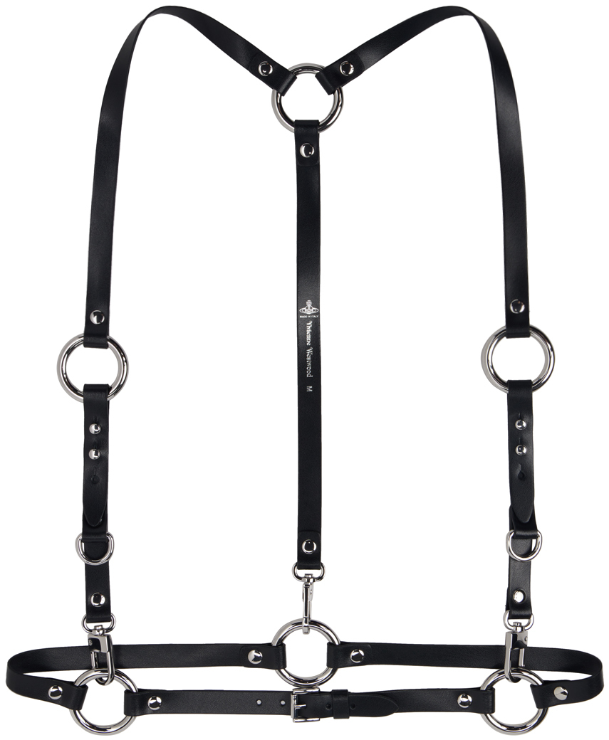 Shop Vivienne Westwood Black Studs Belt Harness In N402 Black