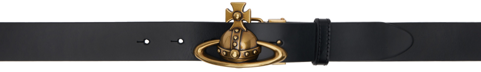 Shop Vivienne Westwood Black Orb Buckle Belt In Aw24-n401