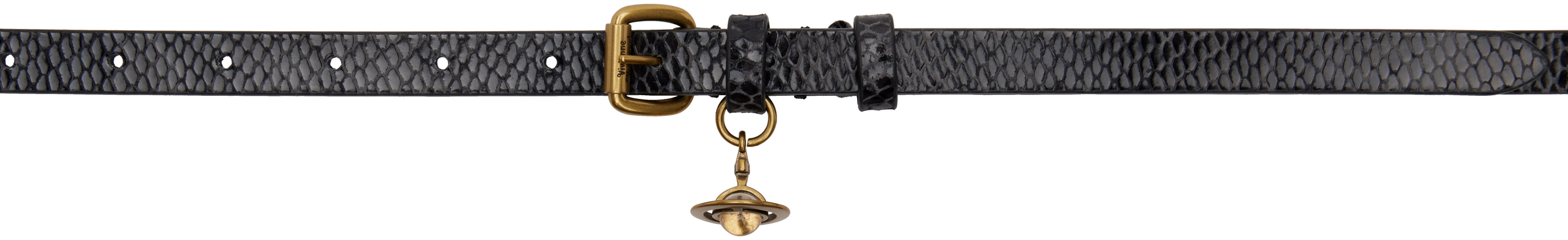 Shop Vivienne Westwood Black Mini Alex Charm Belt In Aw24-n203