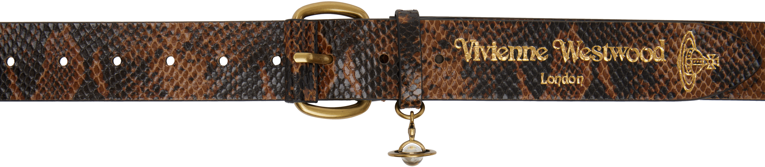 Shop Vivienne Westwood Tan Wide Alex Charm Belt In Aw24-c206