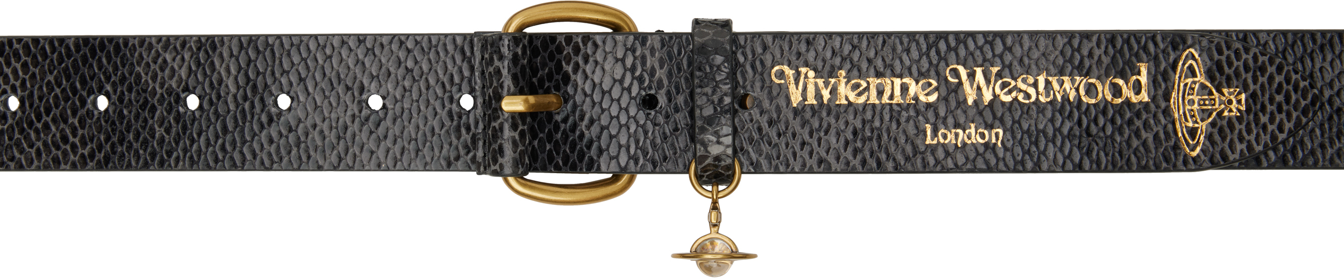 Shop Vivienne Westwood Black Wide Alex Charm Belt In Aw24-n203