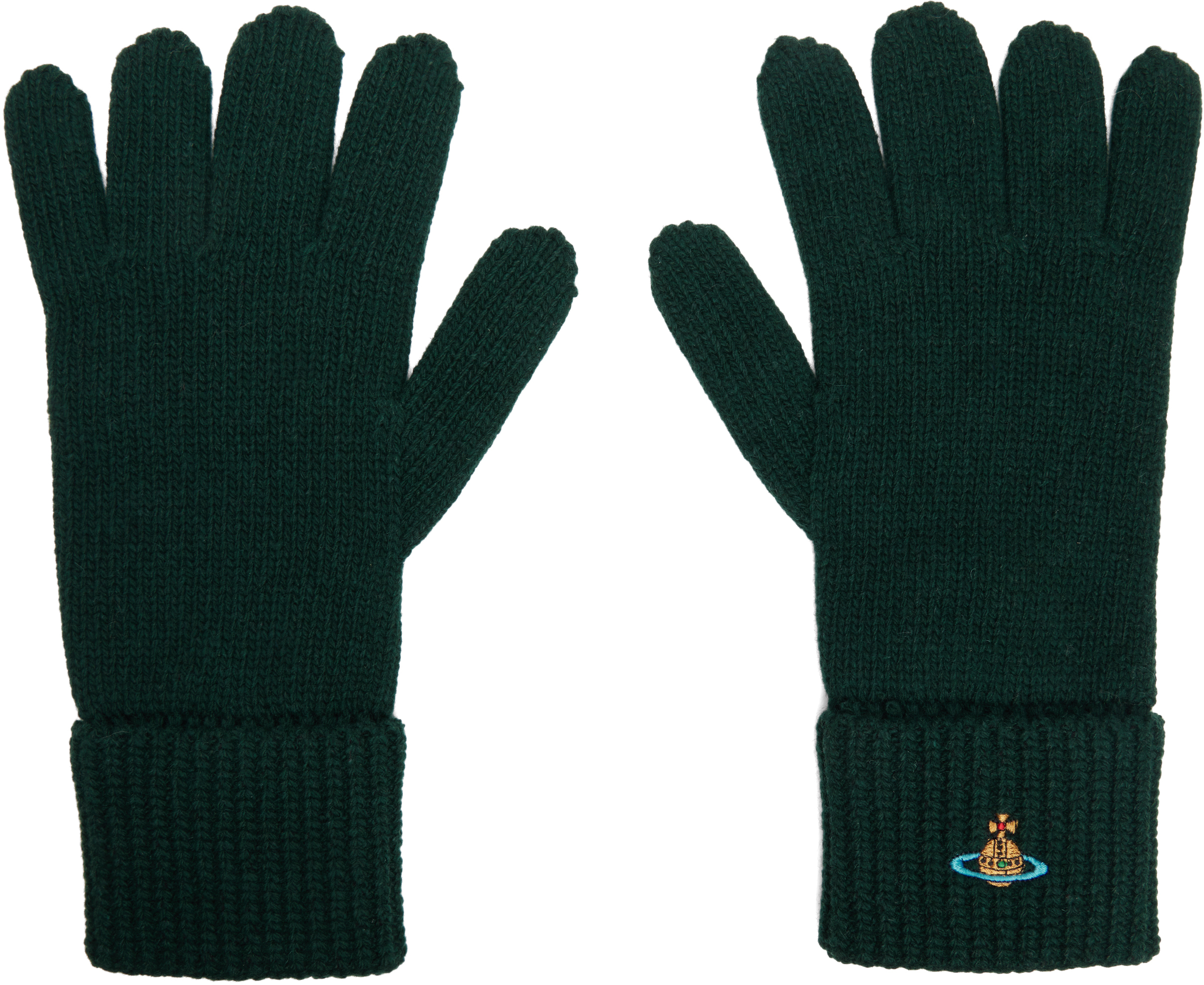 Shop Vivienne Westwood Green Sporty Gloves In Aw24-m411