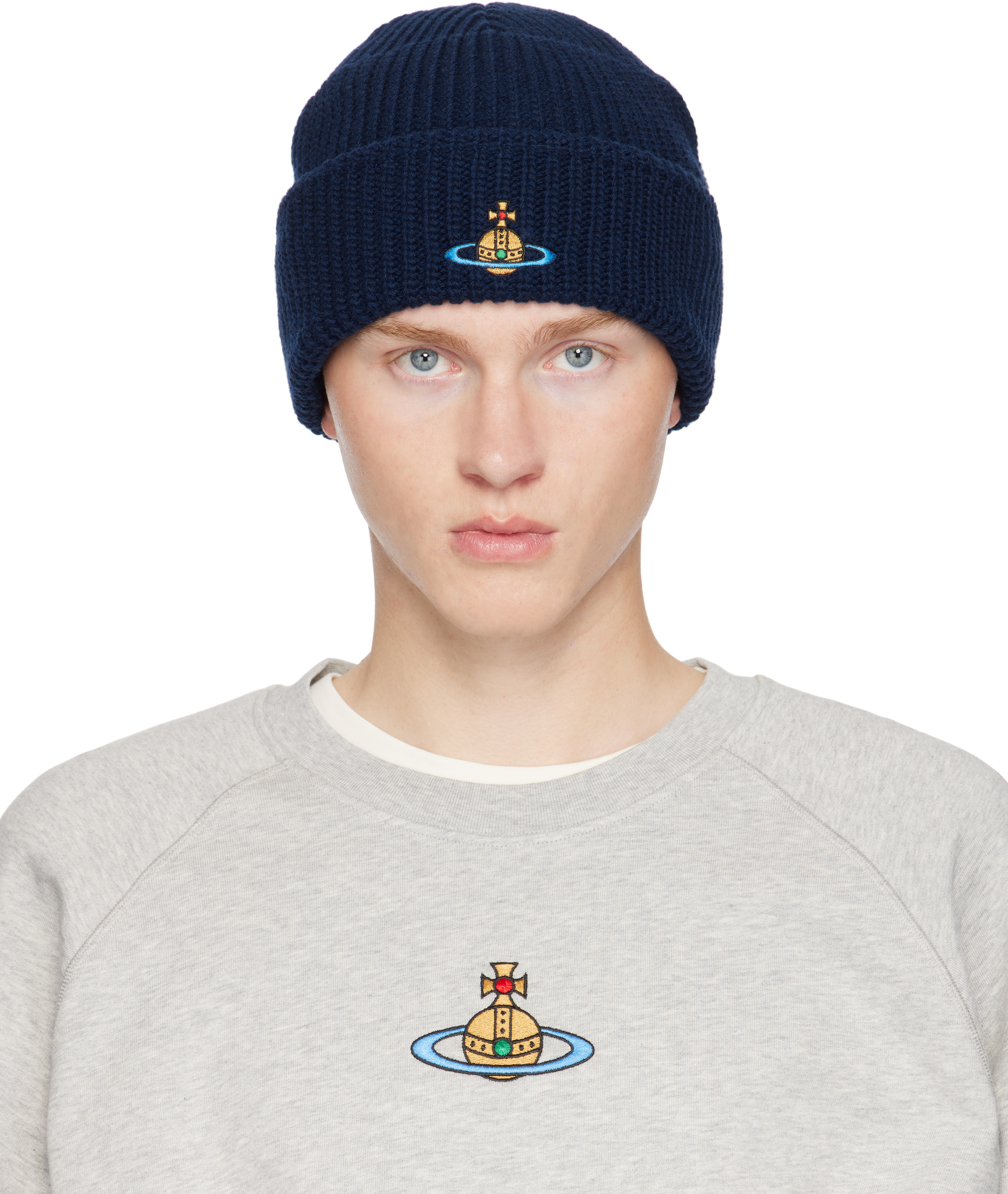 VIVIENNE WESTWOOD NAVY SPORTY BEANIE 