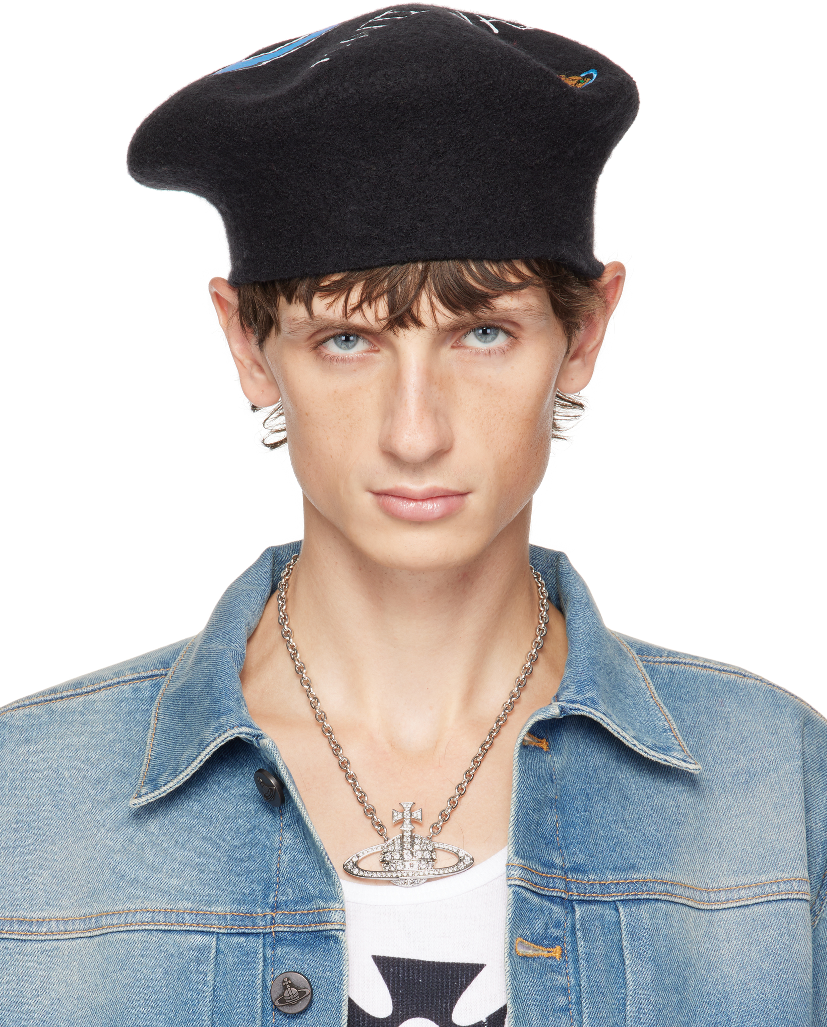 VIVIENNE WESTWOOD BLACK REVERE THE RESIDENCE EDITION 'ANTI-WASTE' BERET 