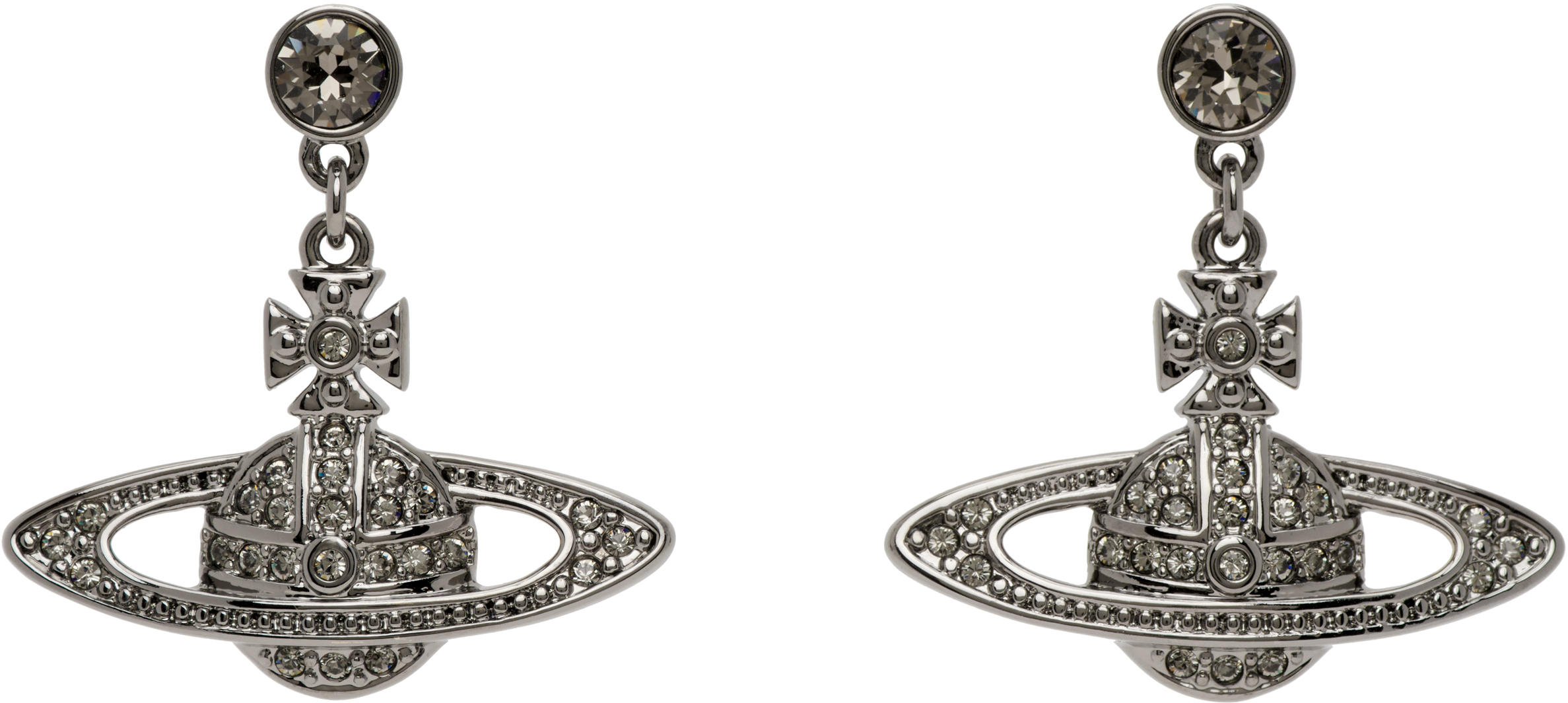 VIVIENNE WESTWOOD GUNMETAL MINI BAS RELIEF EARRINGS 