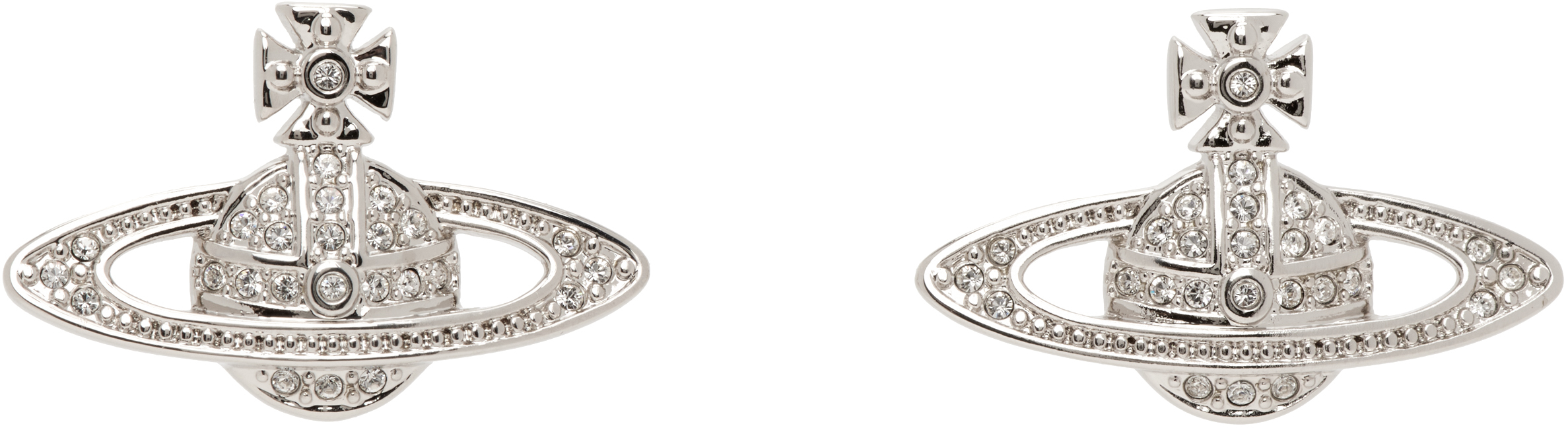 Shop Vivienne Westwood Silver Mini Bas Relief Earrings In 221-02p116-p116cn