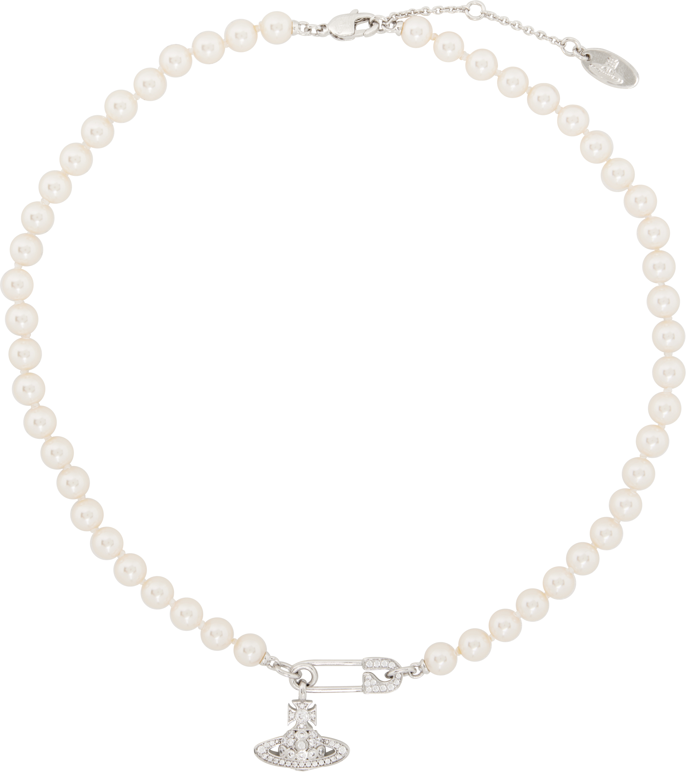 Shop Vivienne Westwood Off-white Lucrece Pearl Necklace In R114 Platinum / Ligh