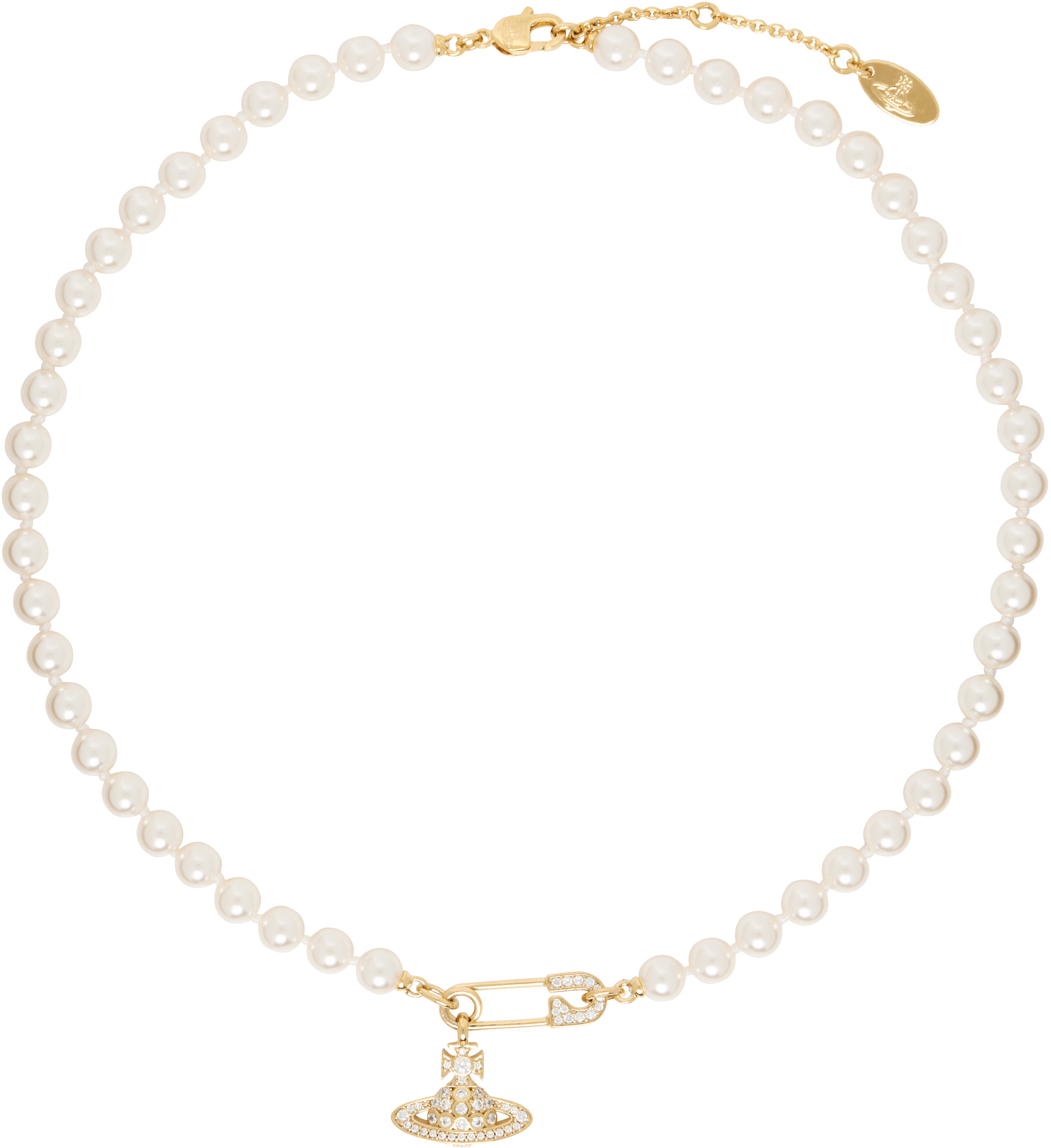 VIVIENNE WESTWOOD GOLD & WHITE LUCRECE PEARL NECKLACE 