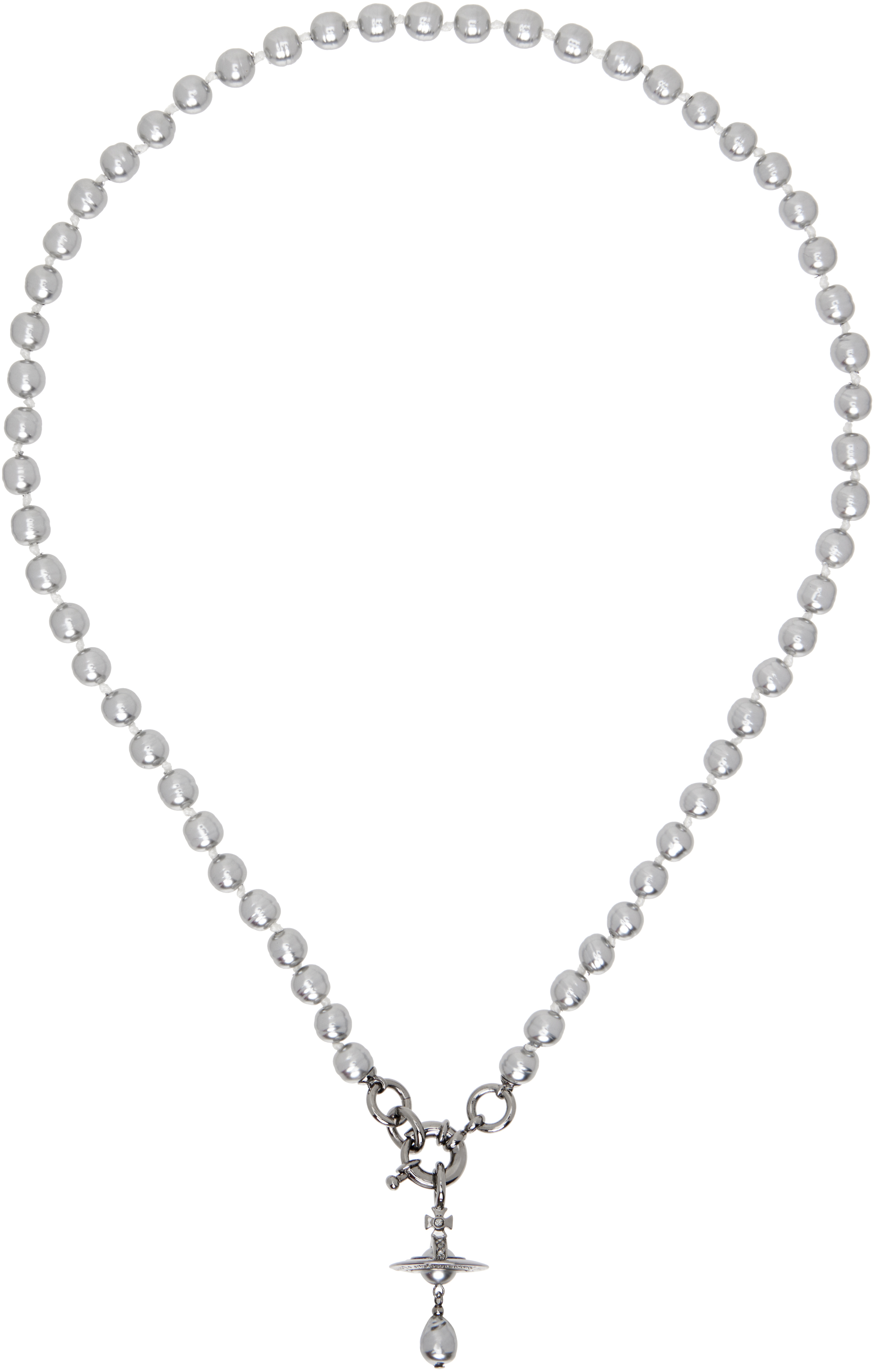 Shop Vivienne Westwood Gunmetal Aleksa Necklace In S278 Ruthenium/dark