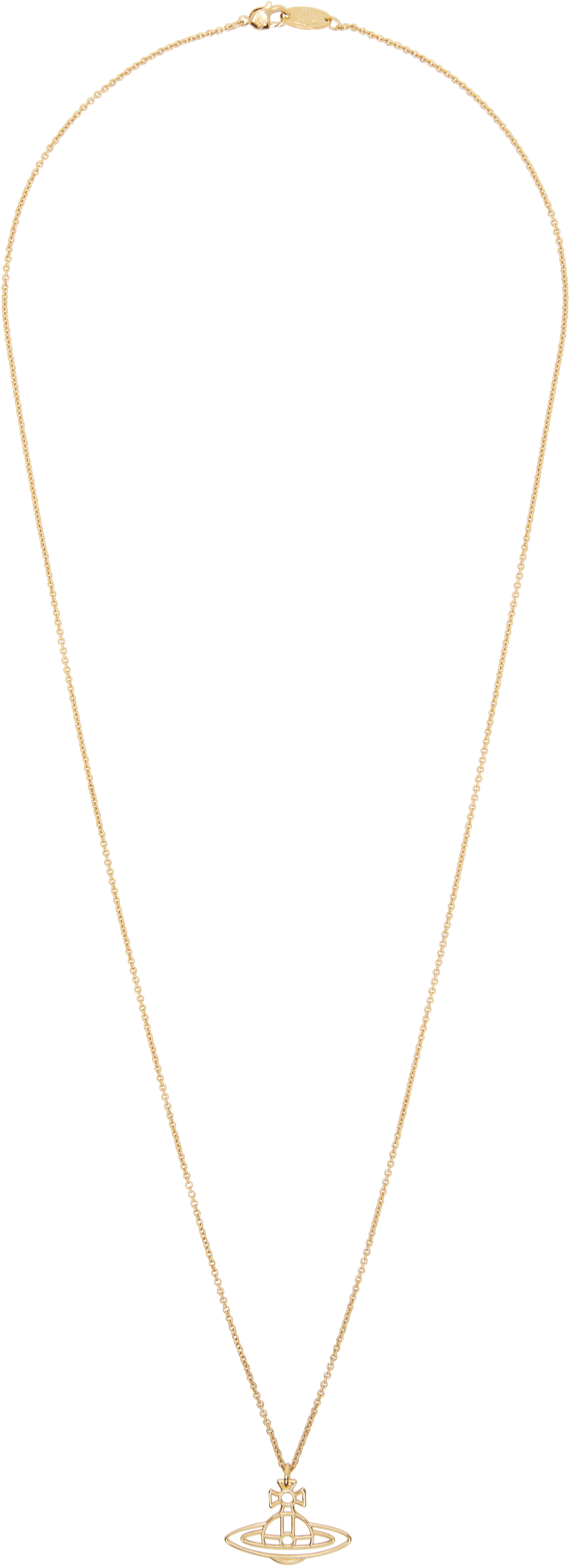 Gold Thin Lines Flat Orb Pendant Necklace