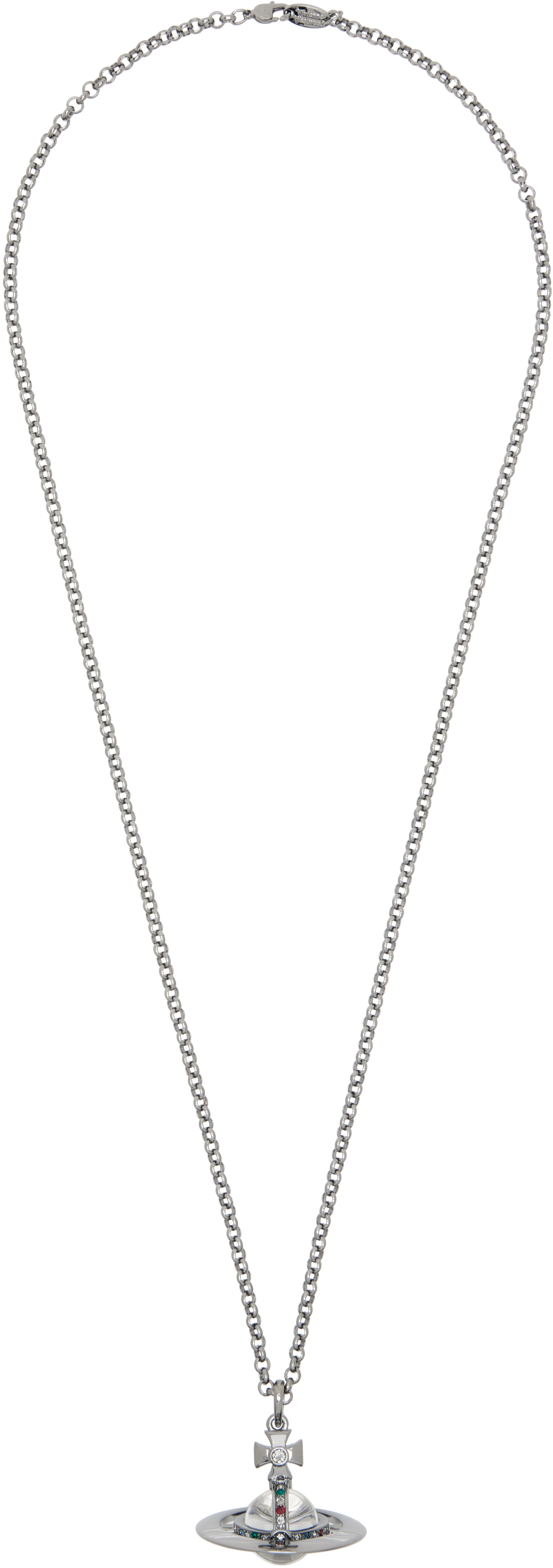 Vivienne Westwood Gunmetal New Small Orb Pendant Necklace In Black