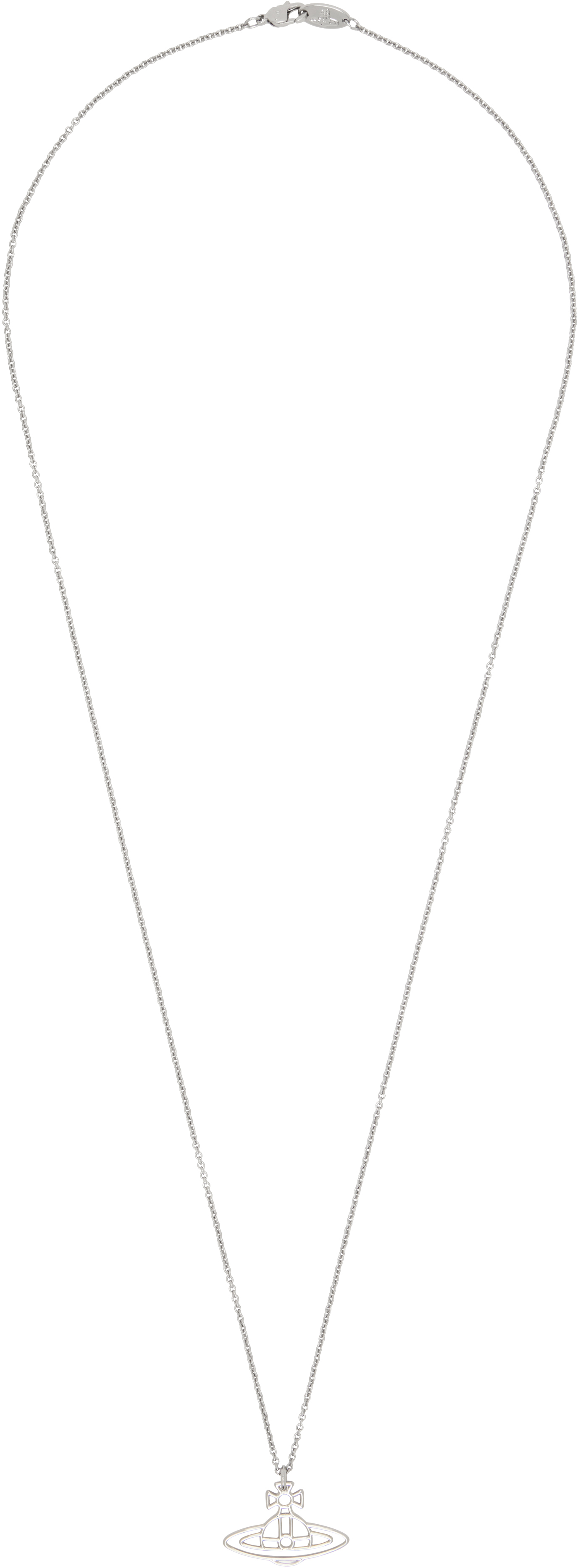 Vivienne Westwood Silver Thin Lines Flat Orb Pendant Necklace In Metallic