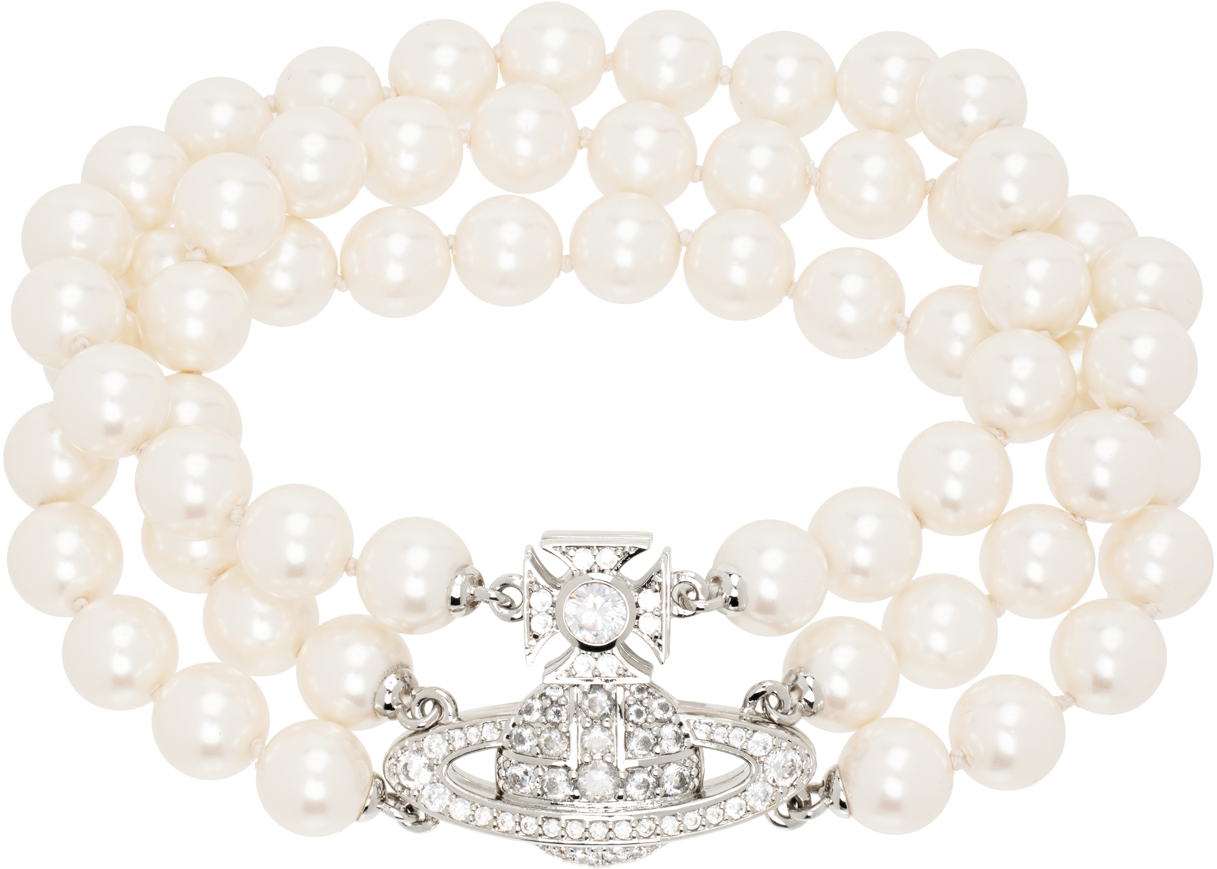 White Graziella Three Row Pearl Bracelet