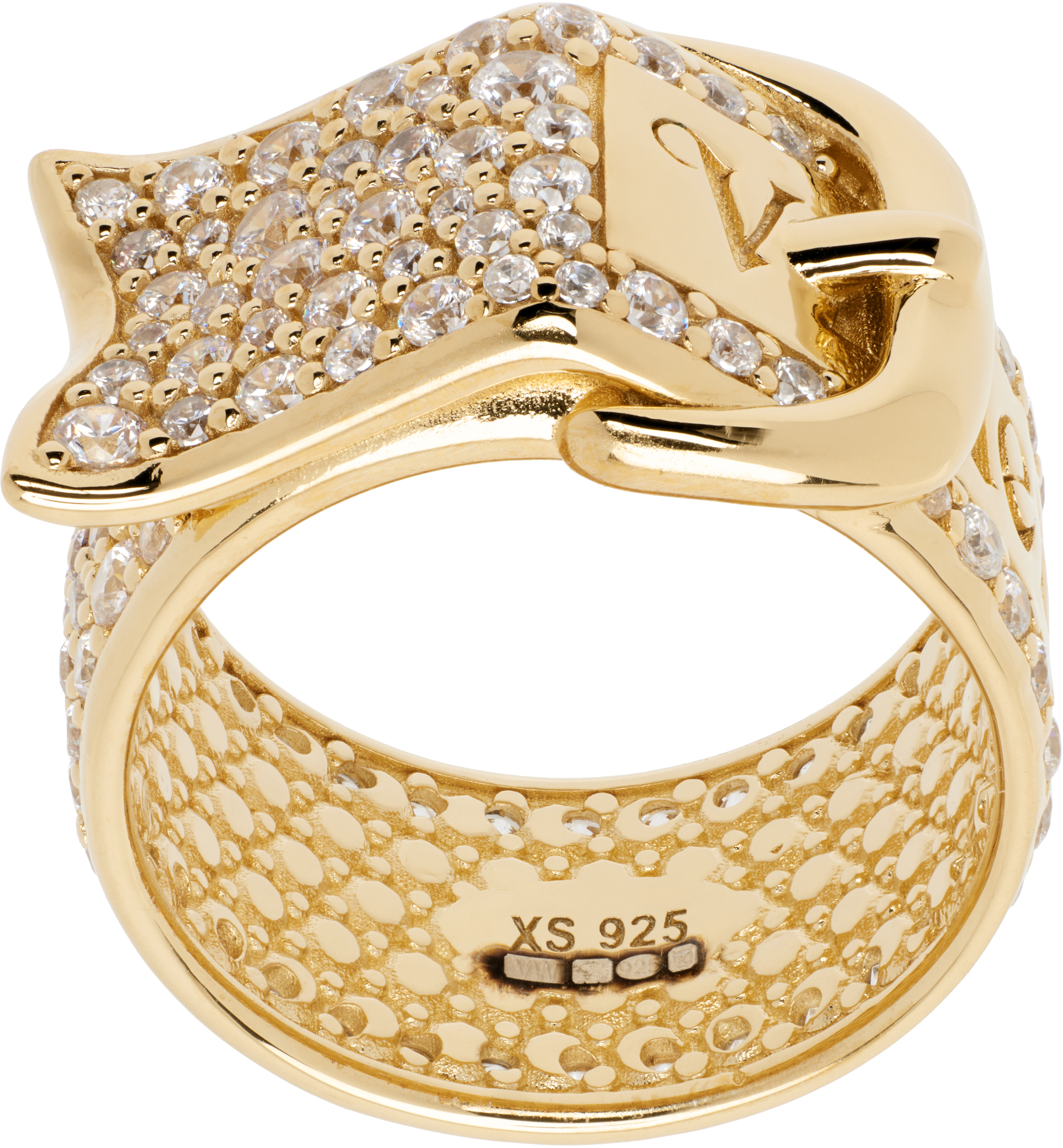 Shop Vivienne Westwood Gold Pave Belt Ring In Aw21-r102