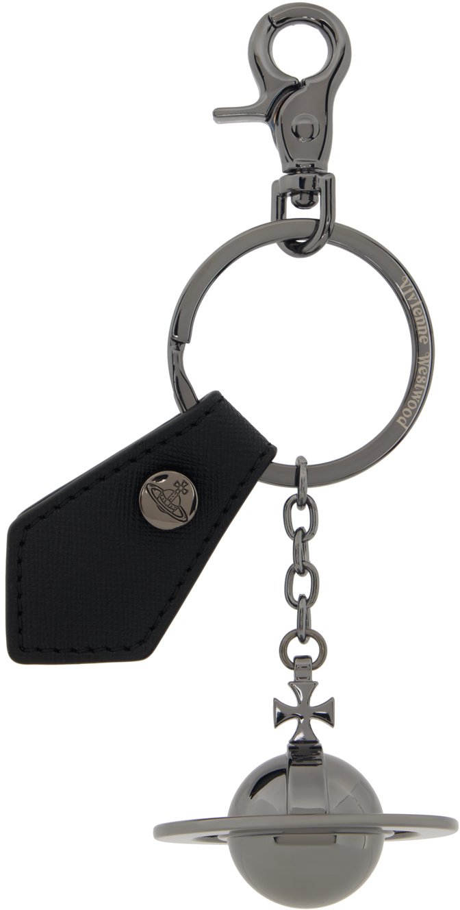 Vivienne Westwood Black & Gunmetal 3d Orb Keychain In N405 Black Saff