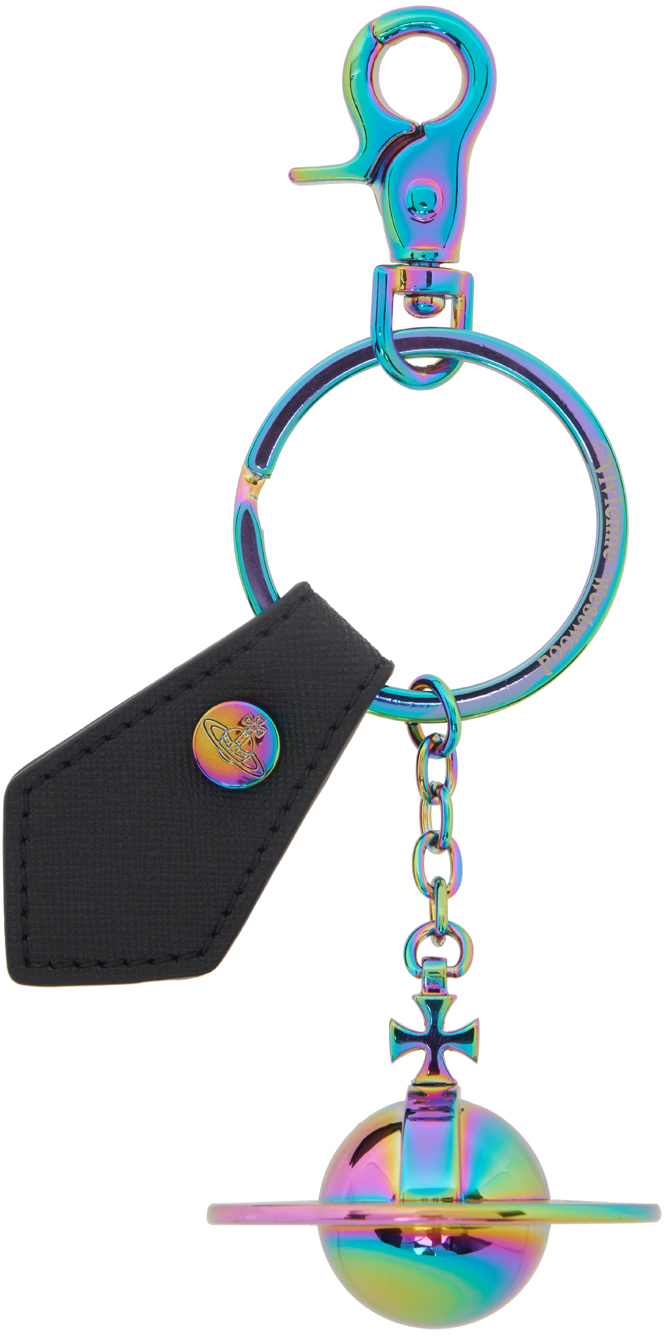 Vivienne Westwood Multicolor 3d Orb Keychain In N405 Black Saff