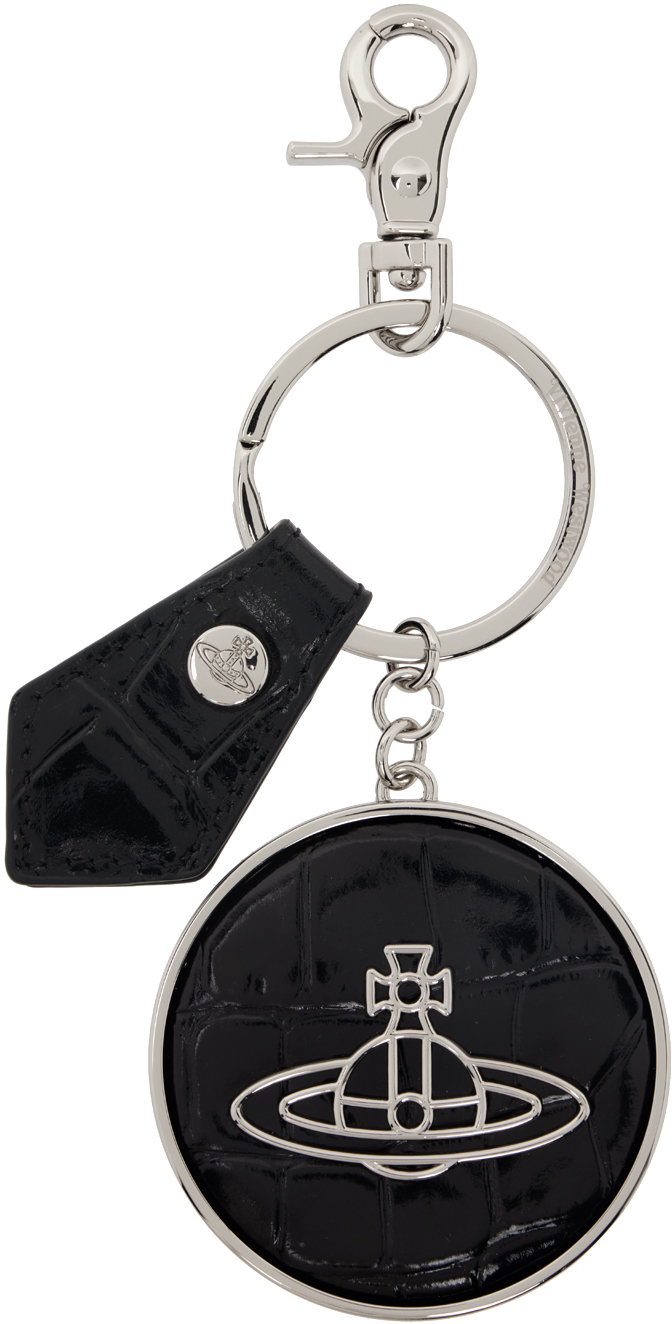 Shop Vivienne Westwood Silver & Black Thin Line Orb Keychain In N401 Black