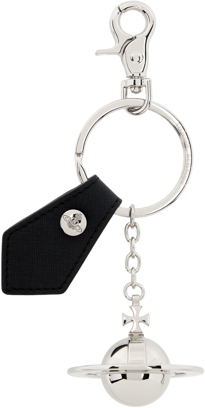 Shop Vivienne Westwood Black & Silver 3d Orb Keychain In Aw24-n401