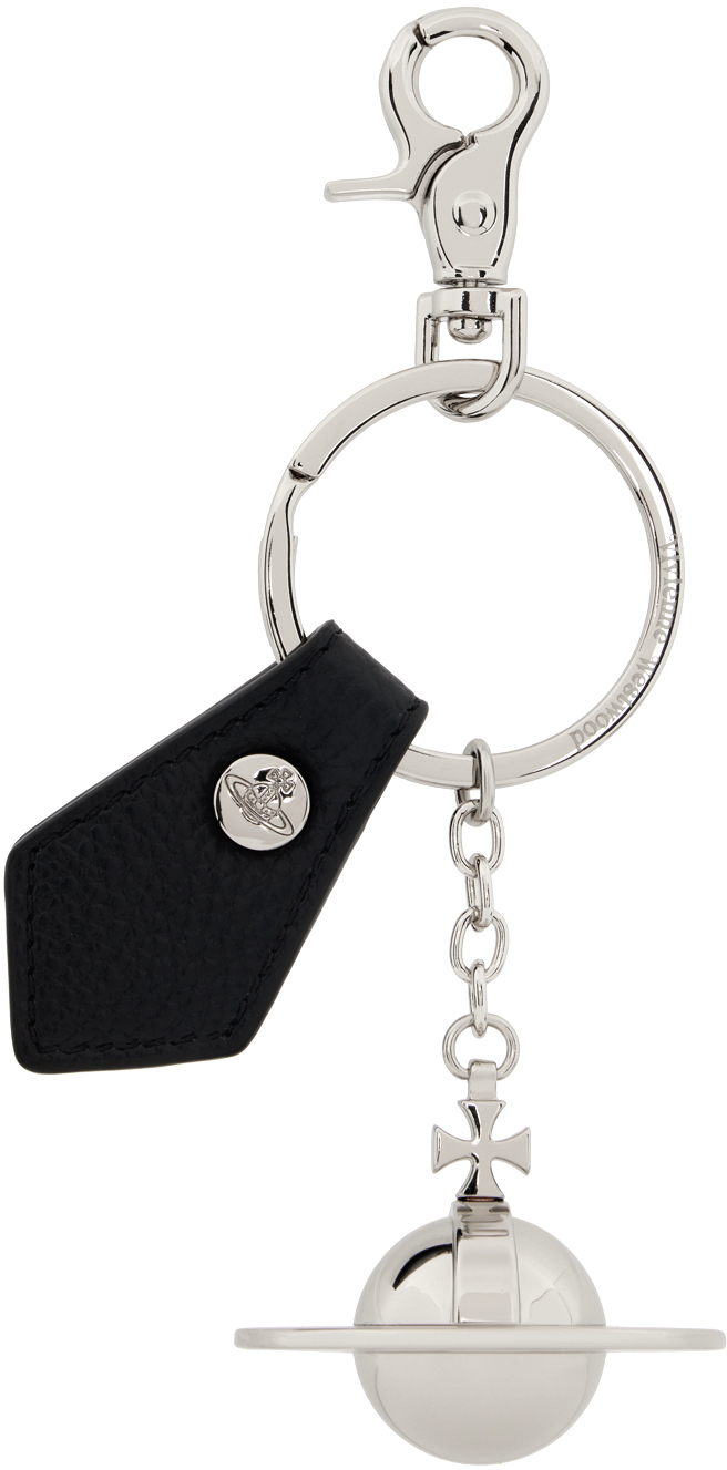 Shop Vivienne Westwood Black & Silver 3d Orb Keychain In Aw24-n403