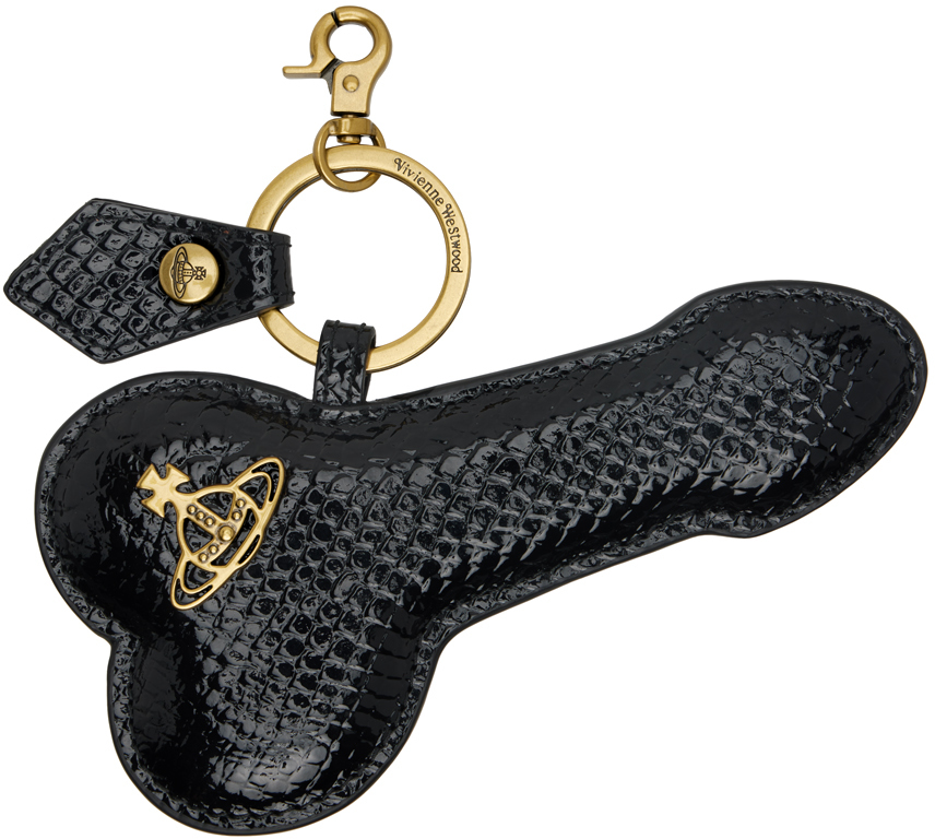 Vivienne Westwood Black & Gold Penis Keychain In Aw24-n403