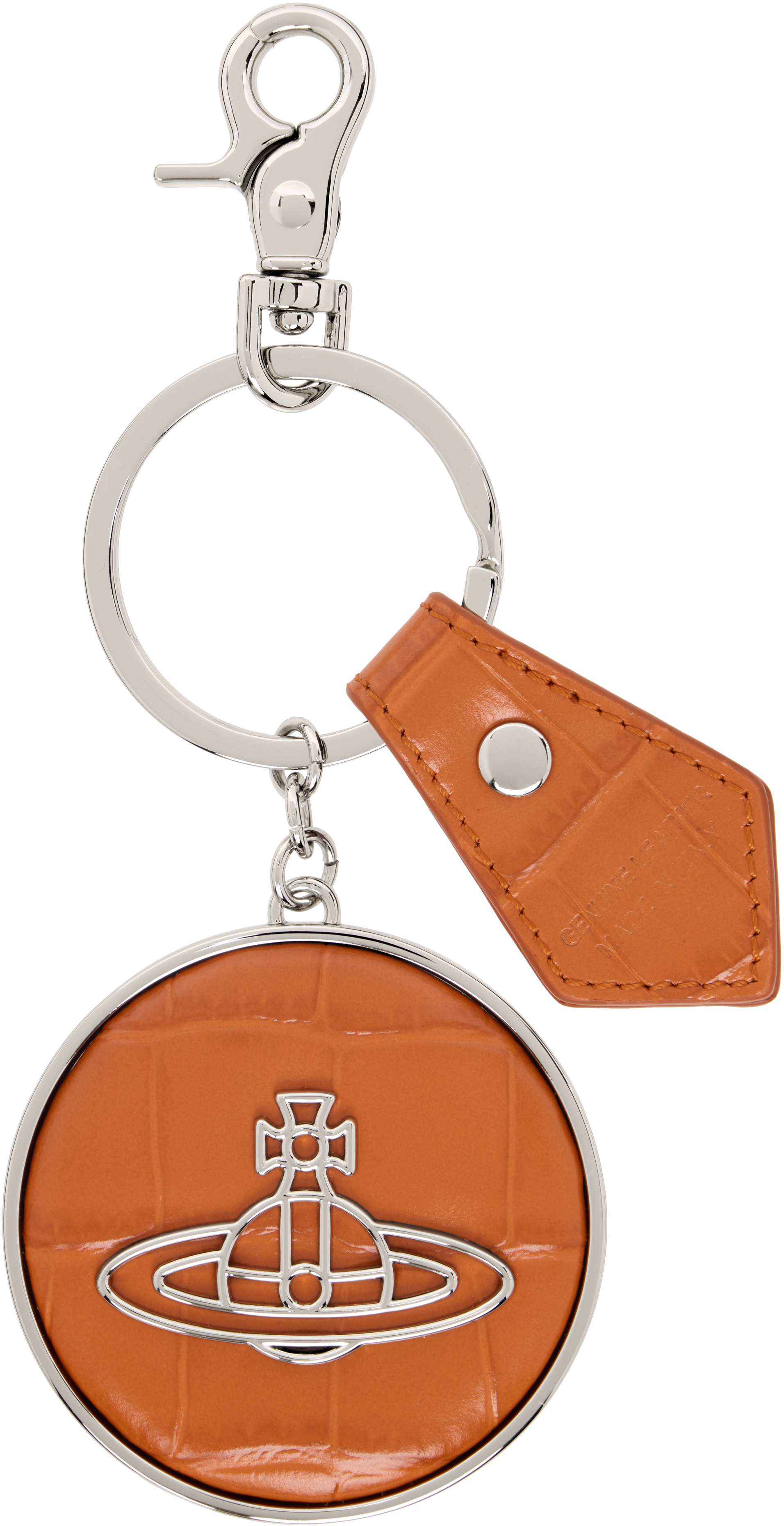 Shop Vivienne Westwood Orange Thin Line Orb Keychain In Aw24-f407