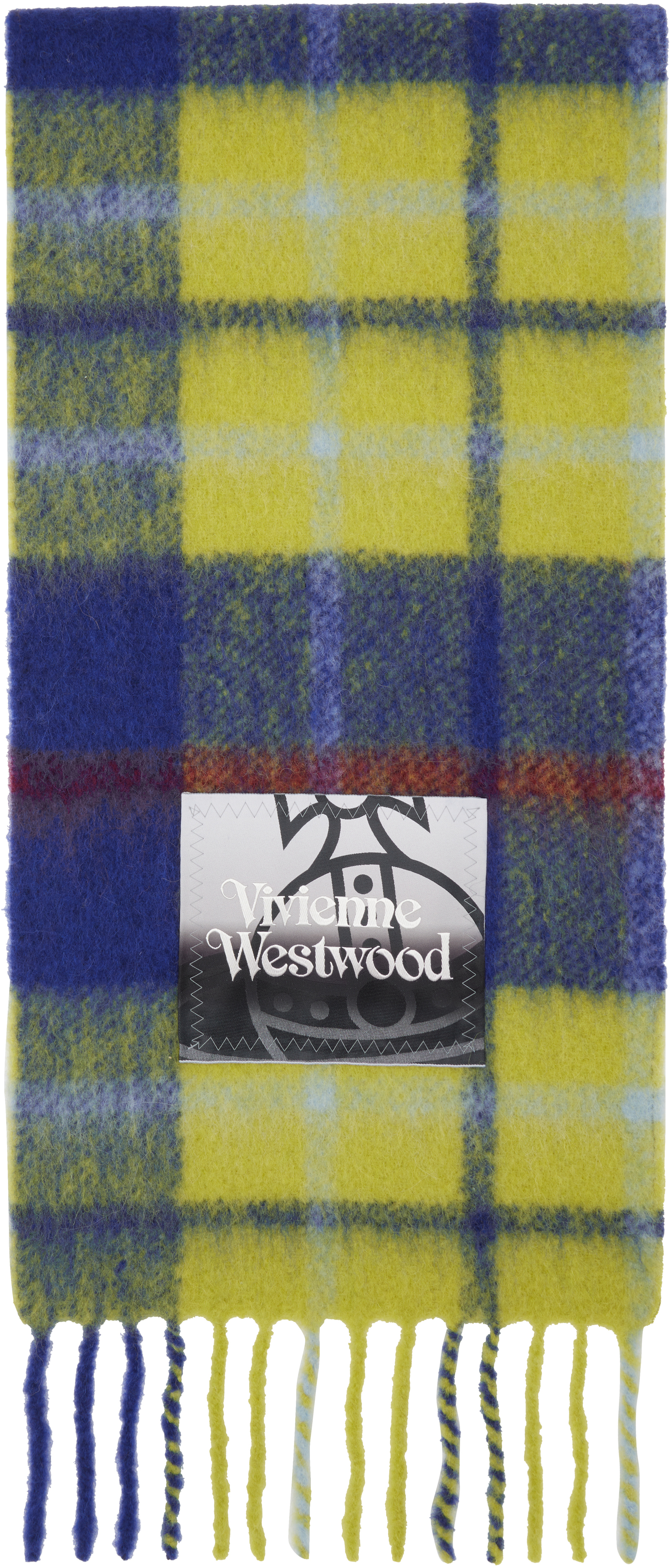 Vivienne Westwood Green & Blue Tartan Scarf In Aw24-k410