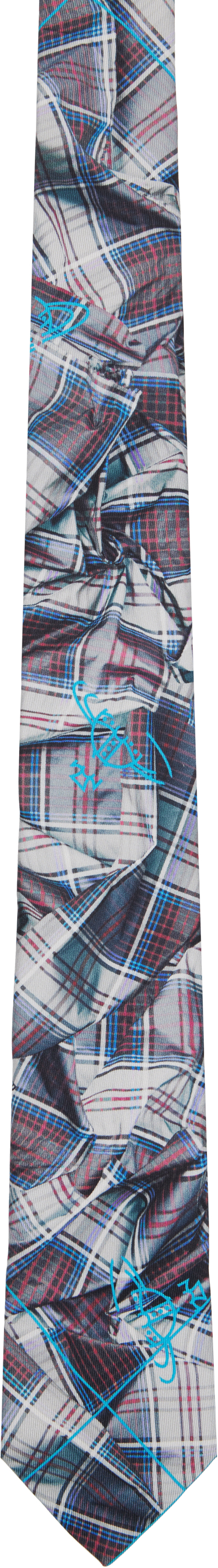 Multicolor Draped Tartan Tie