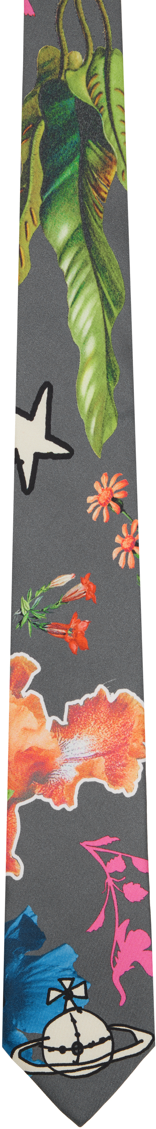 Gray Hibiscus Tie