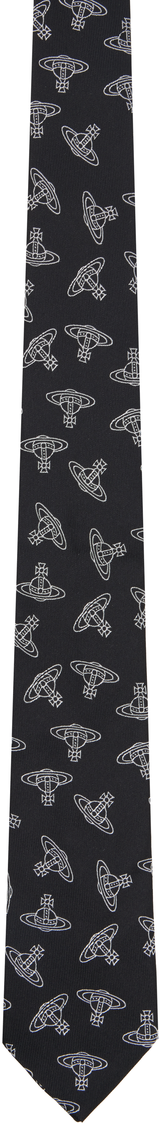 Shop Vivienne Westwood Black Anglo Orb Tie In Aw24-n401