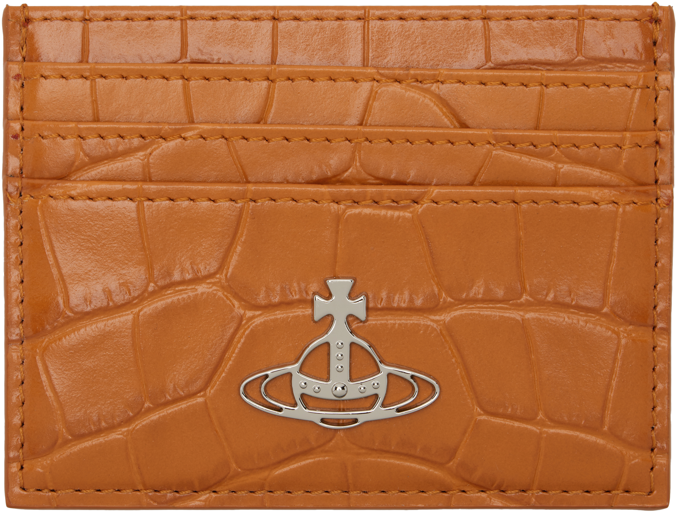 Shop Vivienne Westwood Orange Flat Card Holder In Aw24-f407