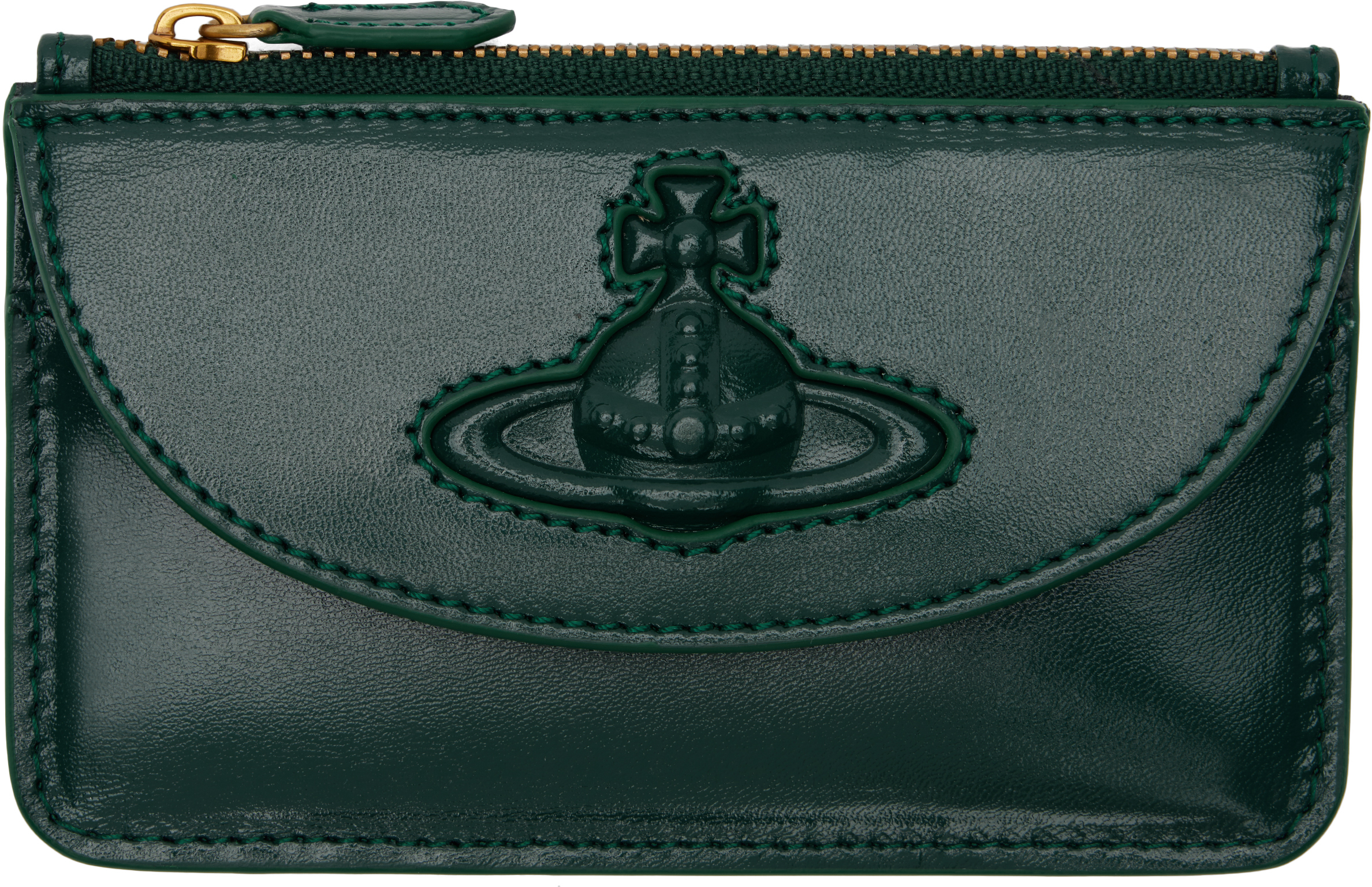 Shop Vivienne Westwood Green Half Moon Card Holder In Aw24-m402