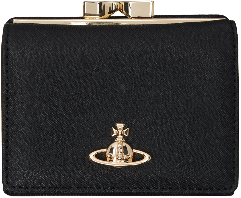 Shop Vivienne Westwood Black Small Frame Wallet In Aw24-black