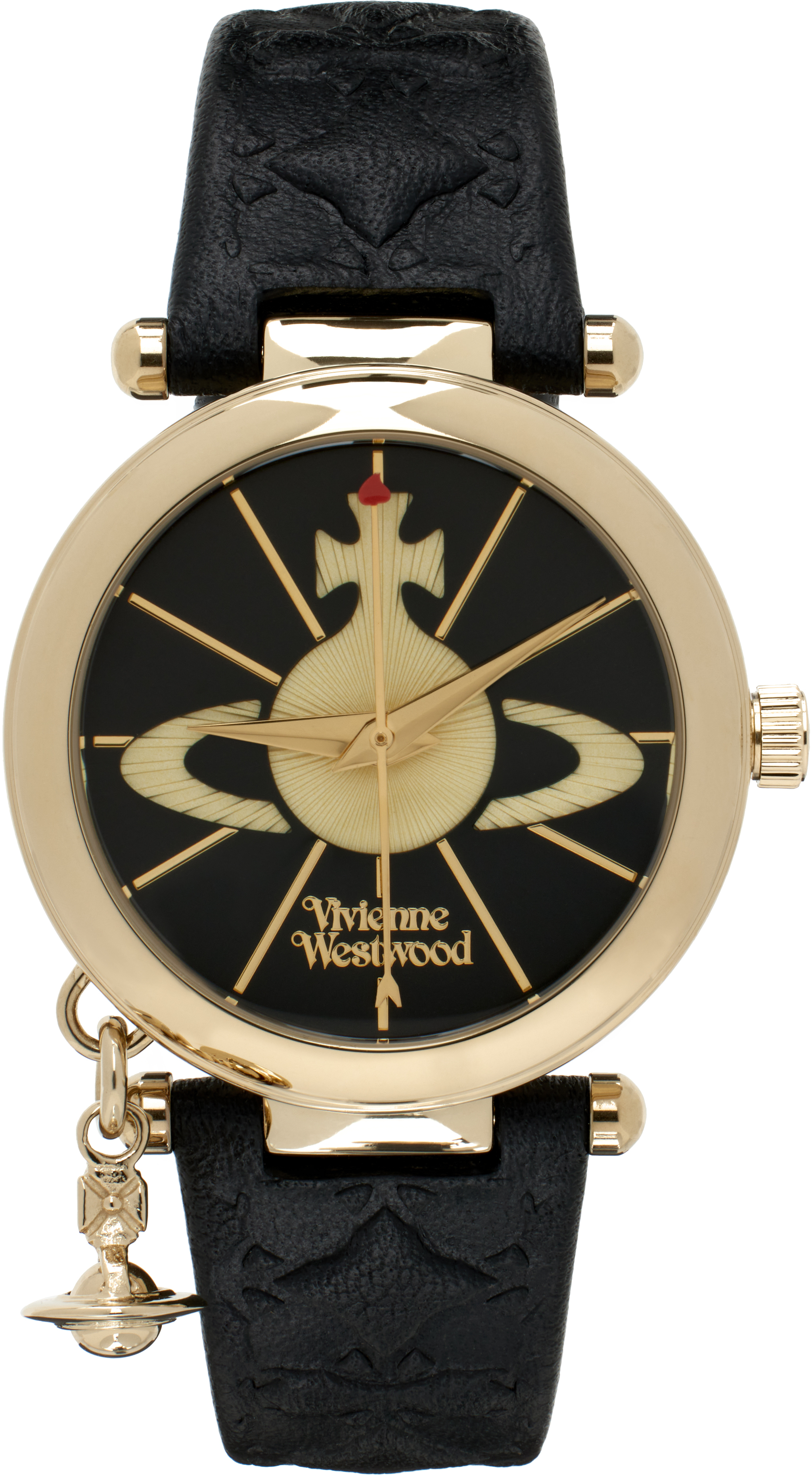 Vivienne Westwood ブラック＆ゴールド Orb 腕時計 In Black & Gold