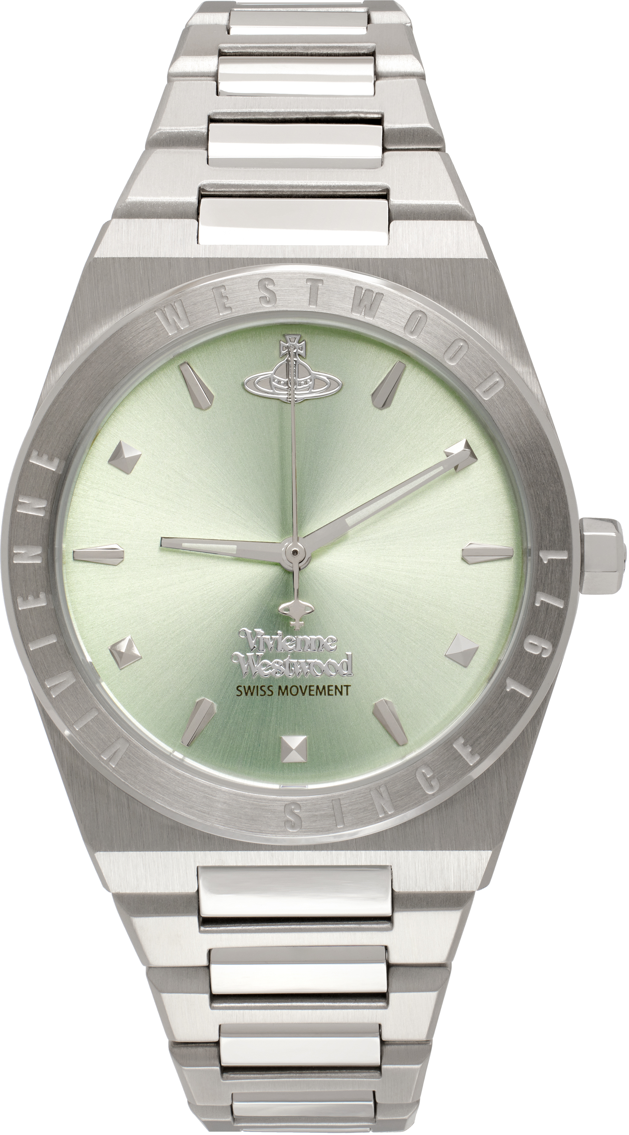 Shop Vivienne Westwood Silver & Green Charterhouse Watch In Silver & Pale Green