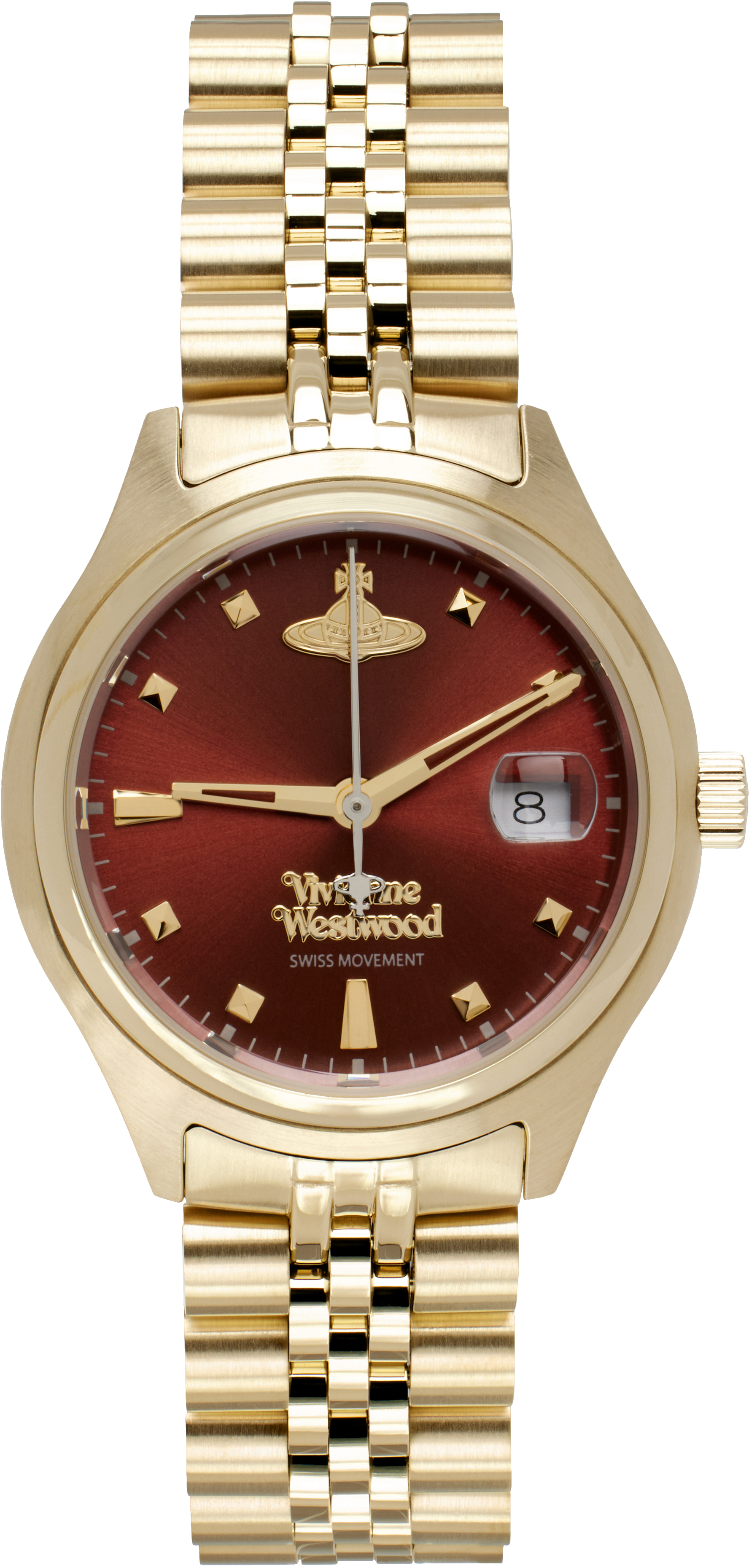 Vivienne Westwood Gold Little Camberwell Watch In Gold Red Face