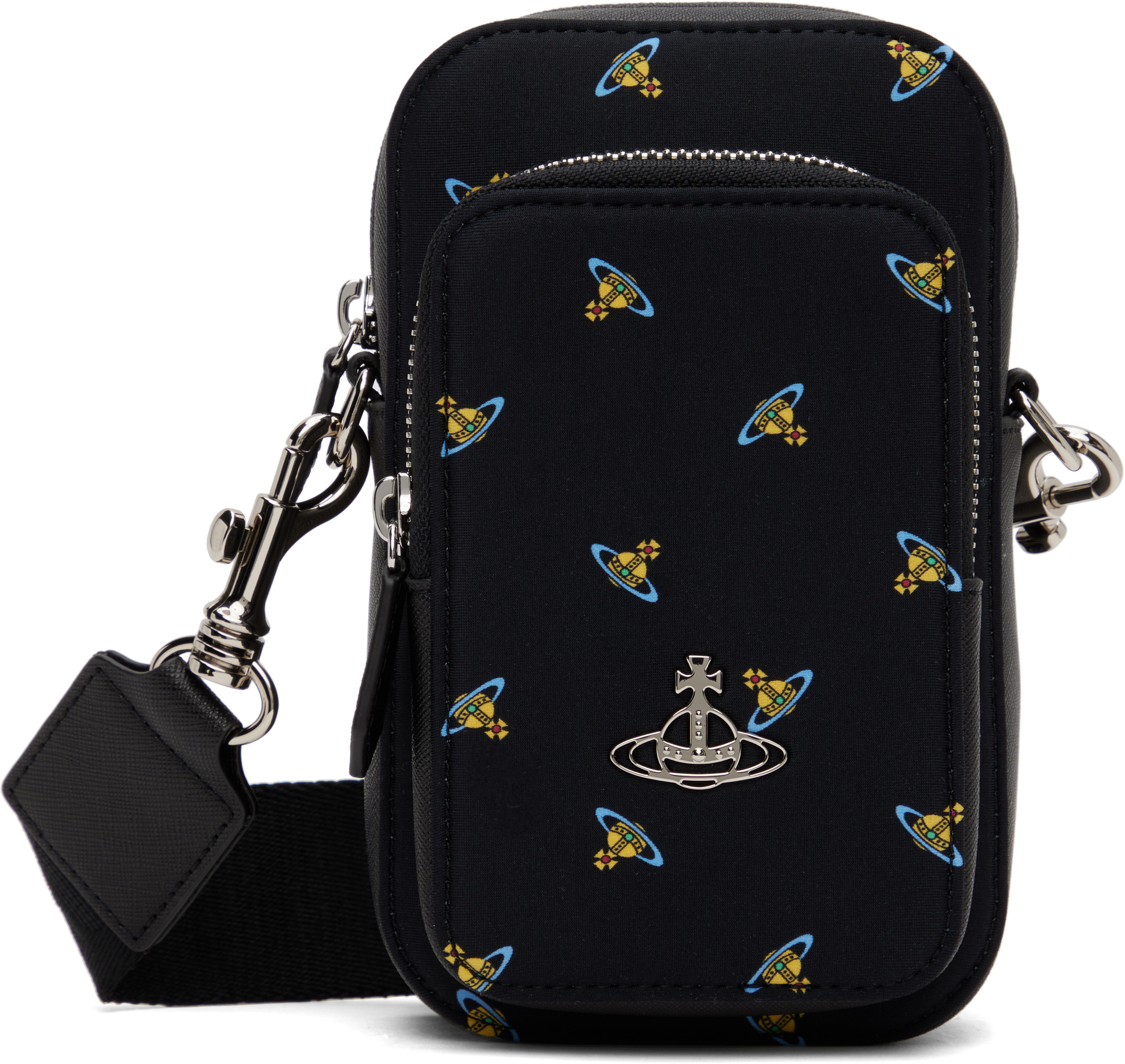 Shop Vivienne Westwood Black Phone Crossbody Pouch In Aw24-n303