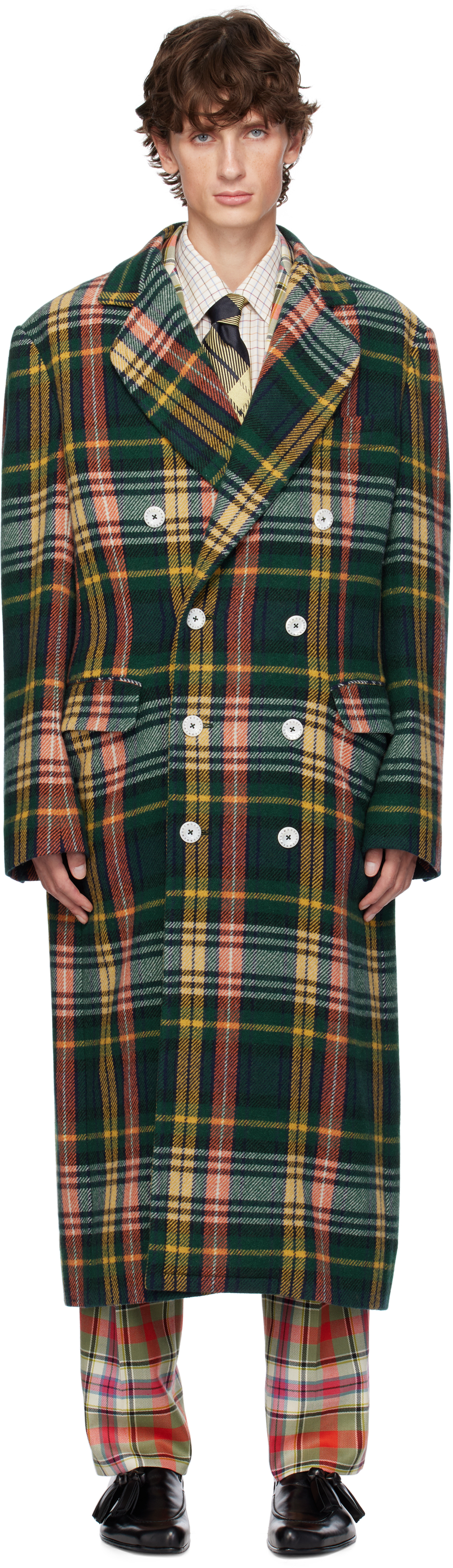 Shop Vivienne Westwood Green Long Wreck Coat In Aw24-m211