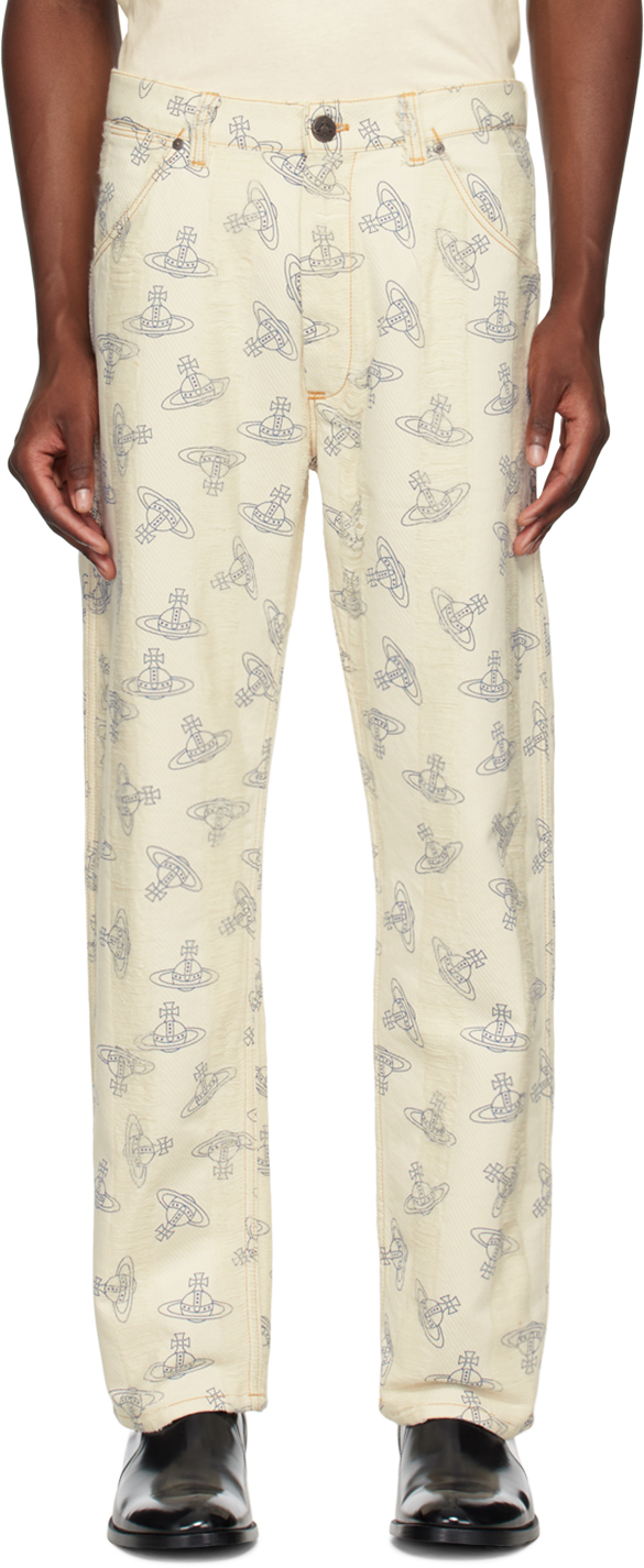 Shop Vivienne Westwood Off-white Ranch Jeans In Aw24-off White/orbs