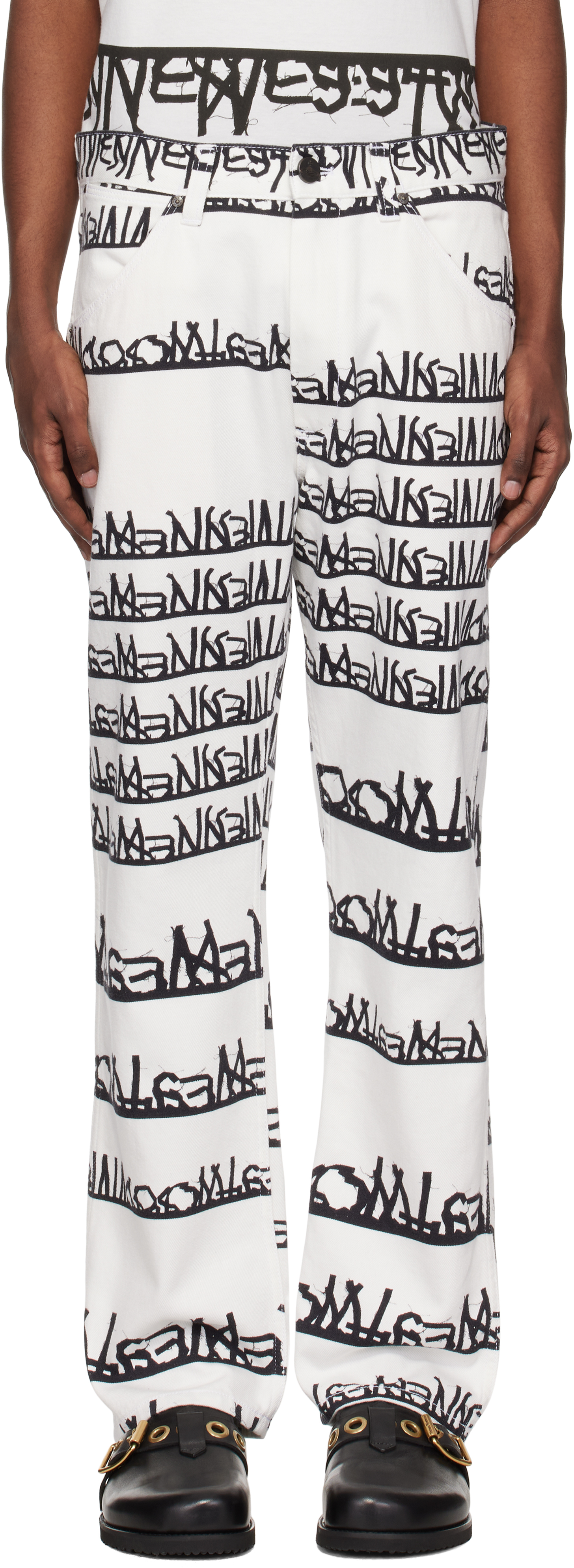 White & Black Ranch Jeans by Vivienne Westwood on Sale