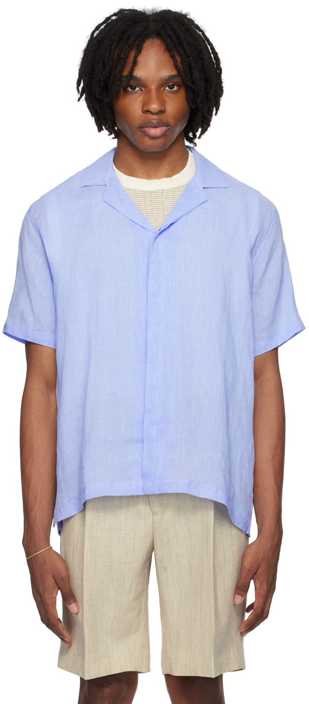 Shop Orlebar Brown Blue Maitan Shirt In Soft Blue