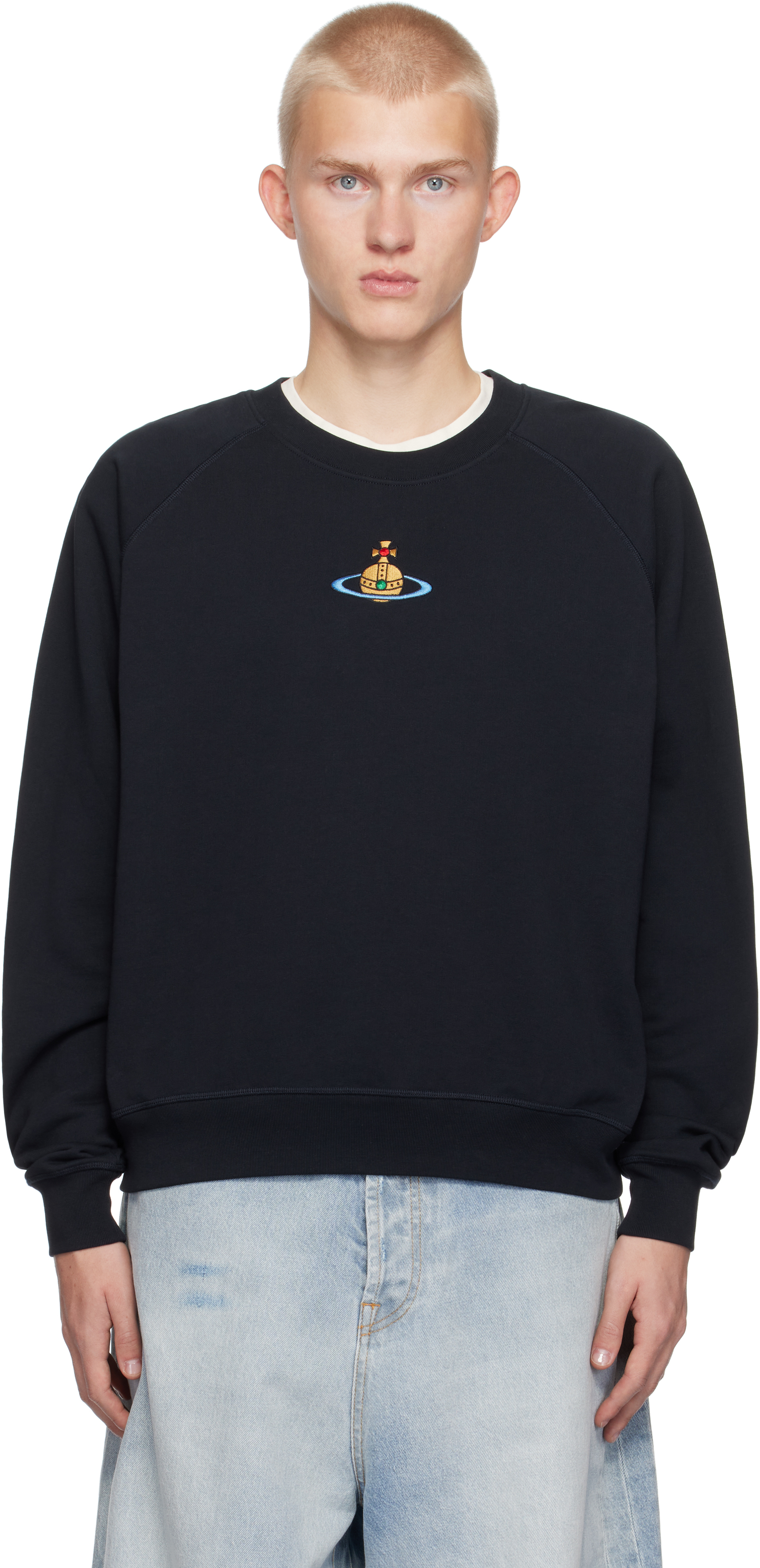 Shop Vivienne Westwood Navy Raglan Sweatshirt In Ss24-k410