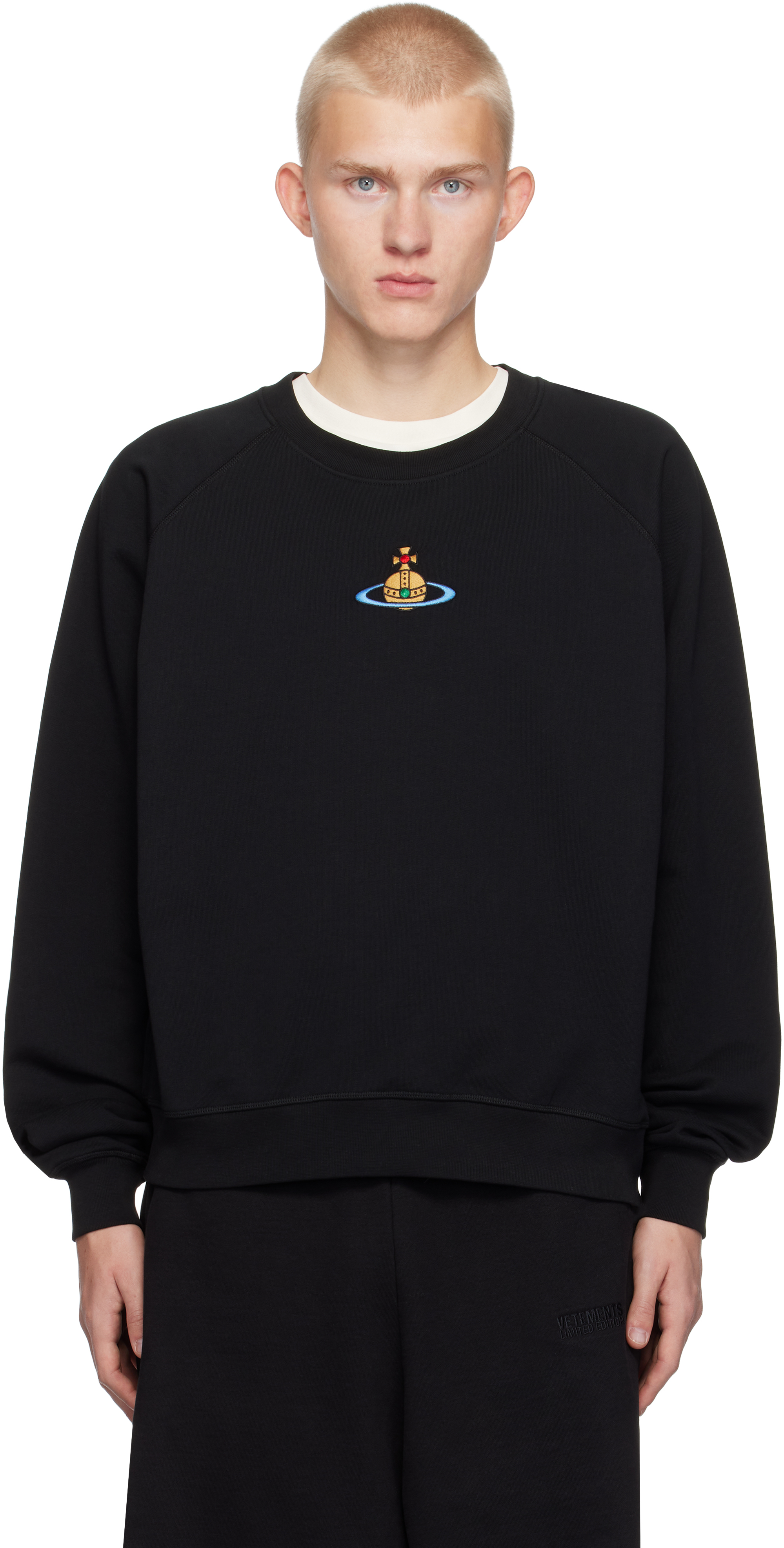 Shop Vivienne Westwood Black Raglan Sweatshirt In Ss24-n401