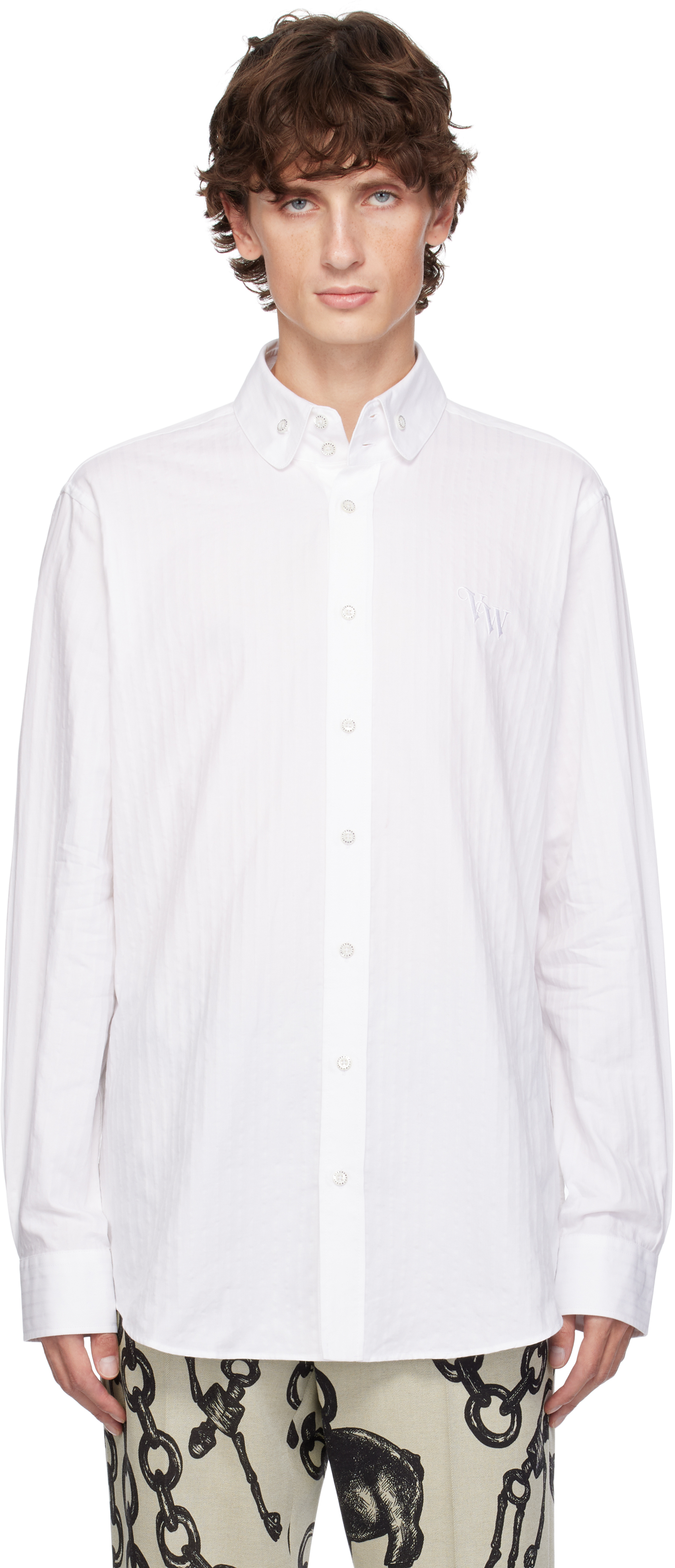 Shop Vivienne Westwood White Two Button Krall Shirt In Aw24-a203