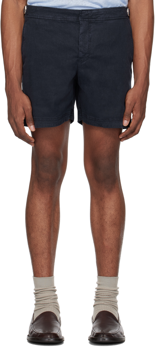 Shop Orlebar Brown Navy Bulldog Shorts In Night Iris