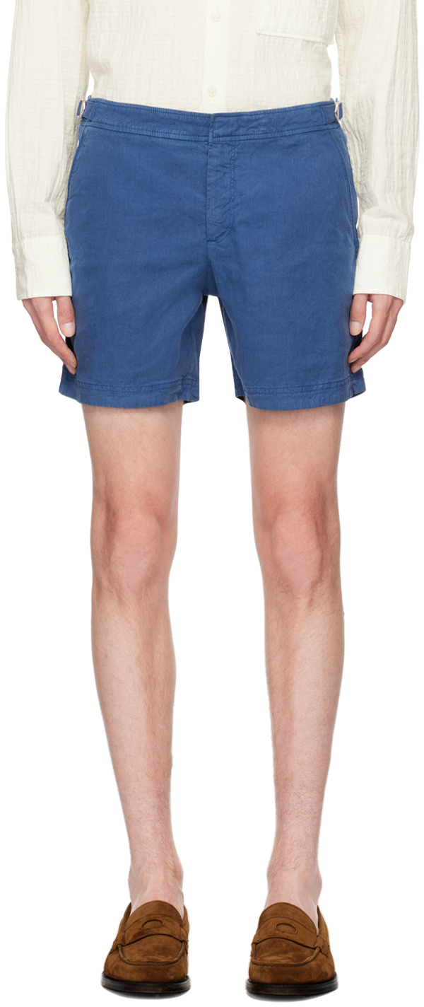 Shop Orlebar Brown Indigo Bulldog Shorts In Deep Indigo