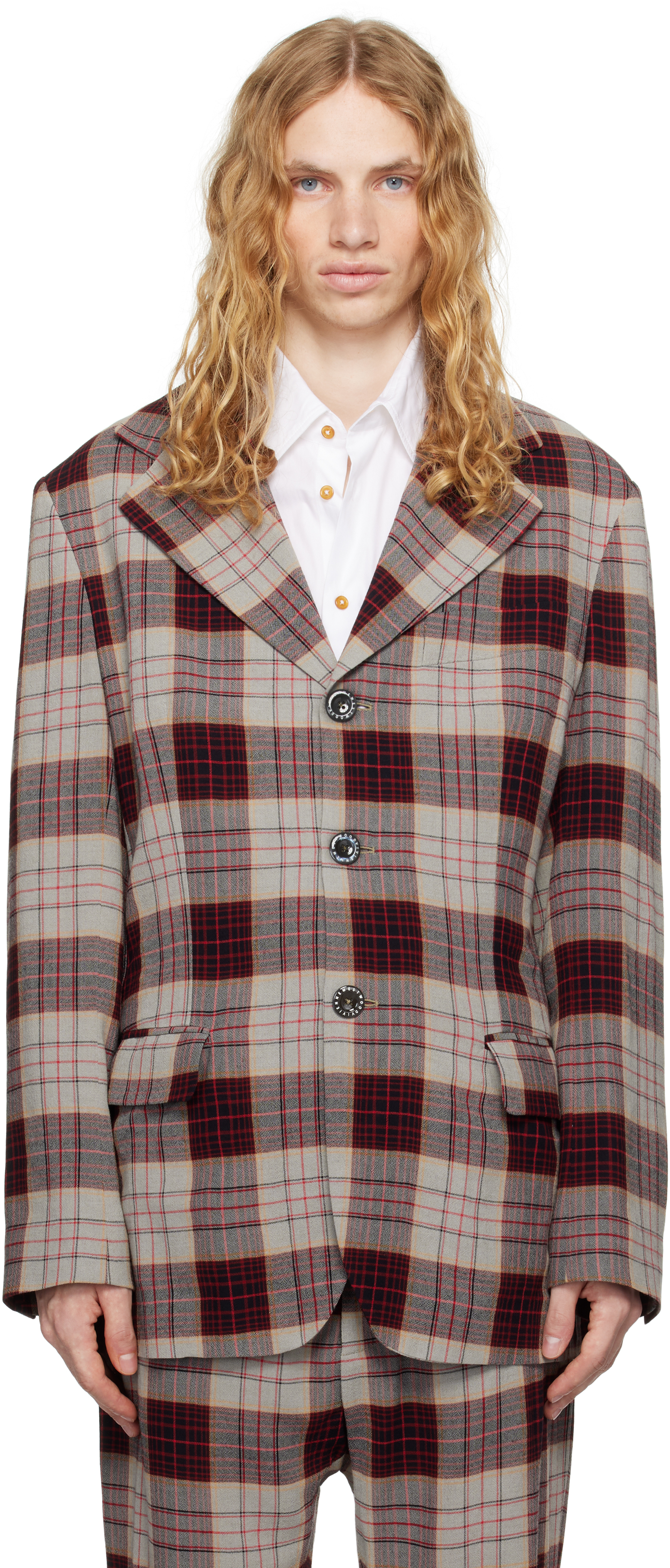 Shop Vivienne Westwood Red Wreck Blazer In Aw24-red Check