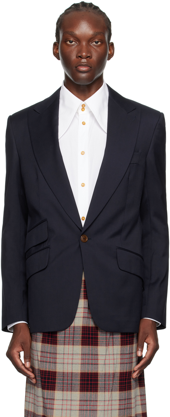 Navy One Button Blazer