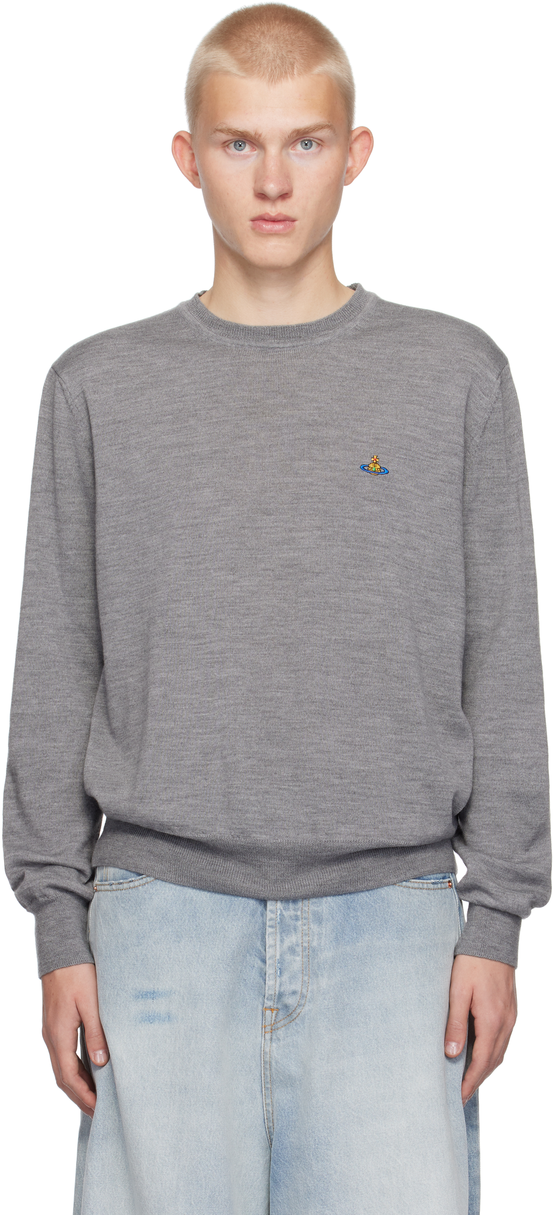 Shop Vivienne Westwood Gray Alex Round Neck Sweater In Aw24-p401