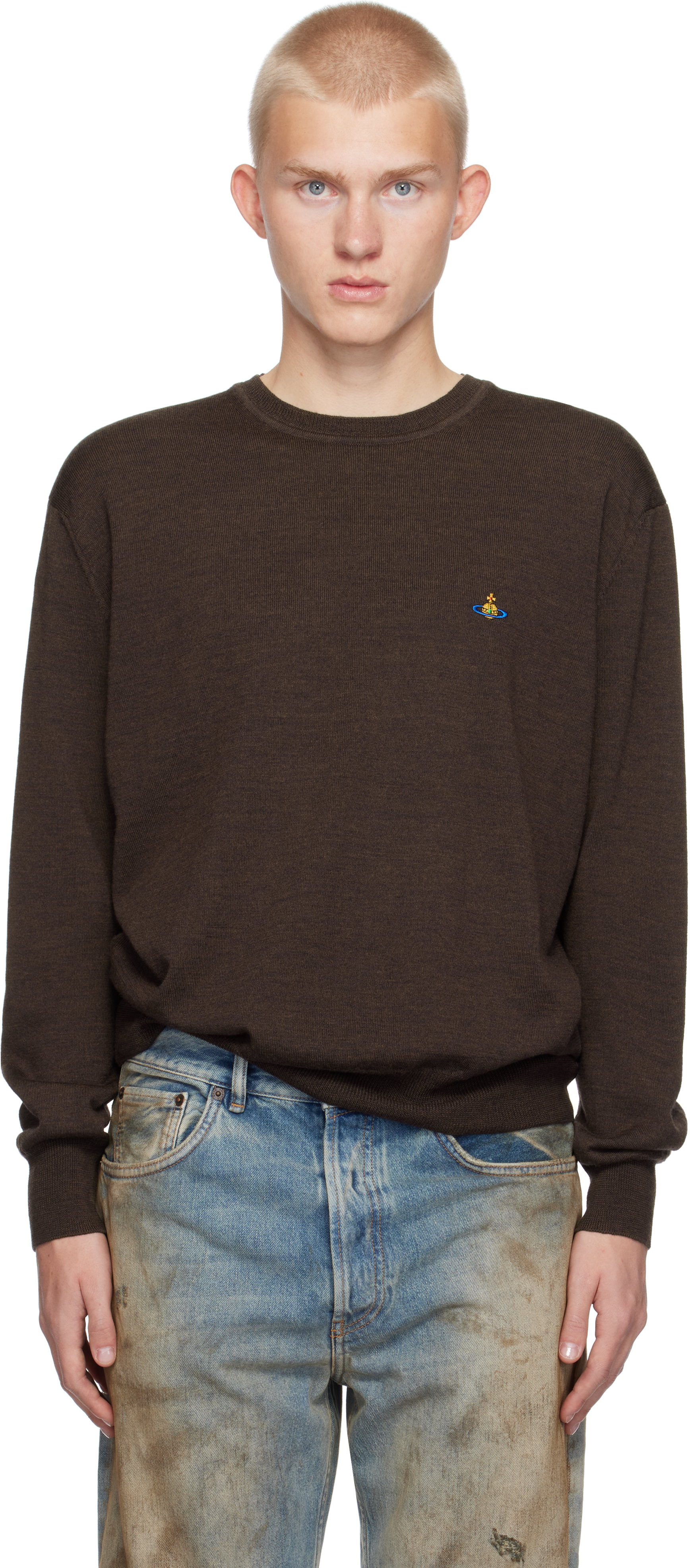 Shop Vivienne Westwood Brown Alex Round Neck Sweater In Aw24-d401